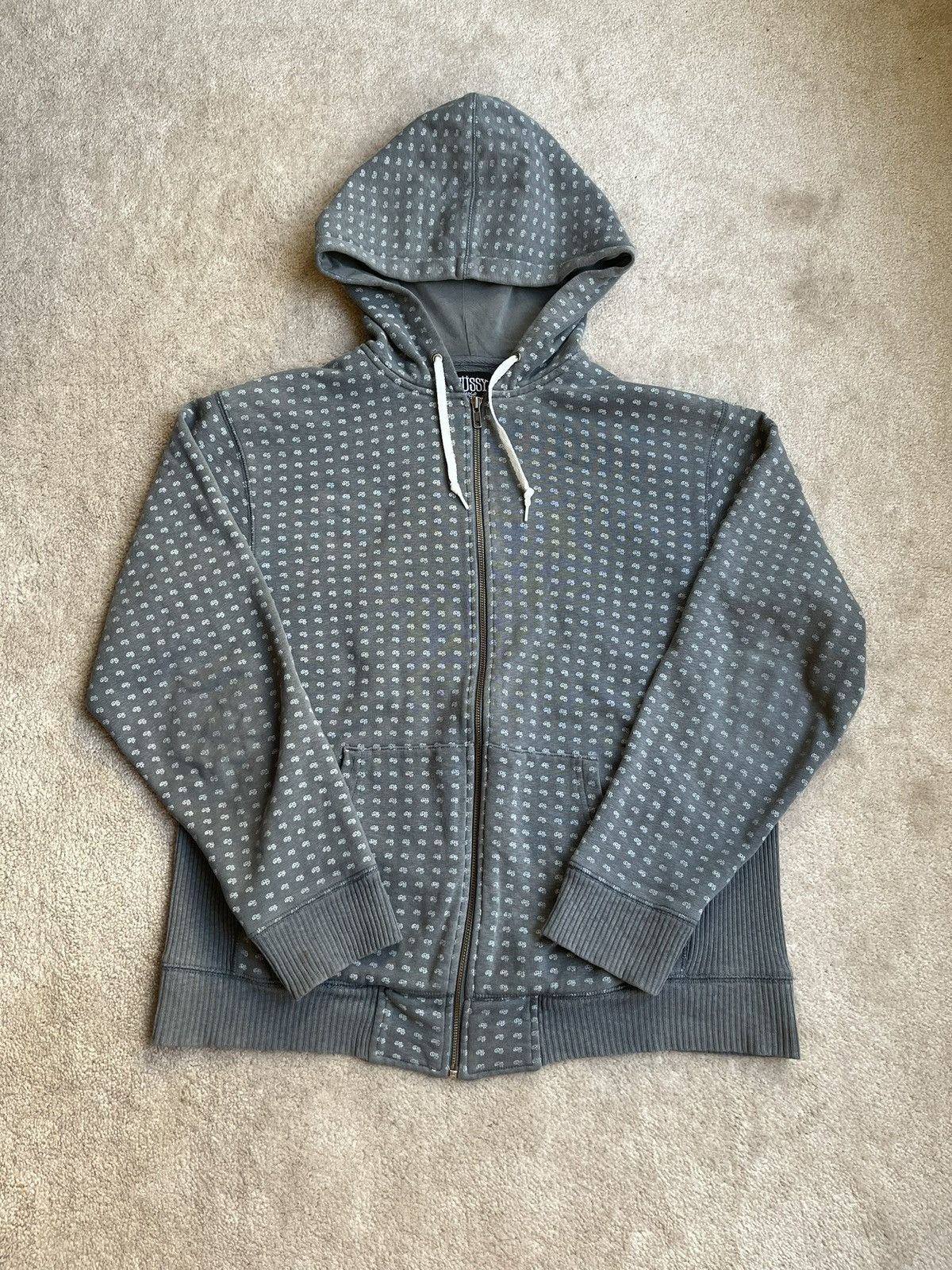 Streetwear × Stussy Grey Stussy London Zip Up Hoodie | Grailed