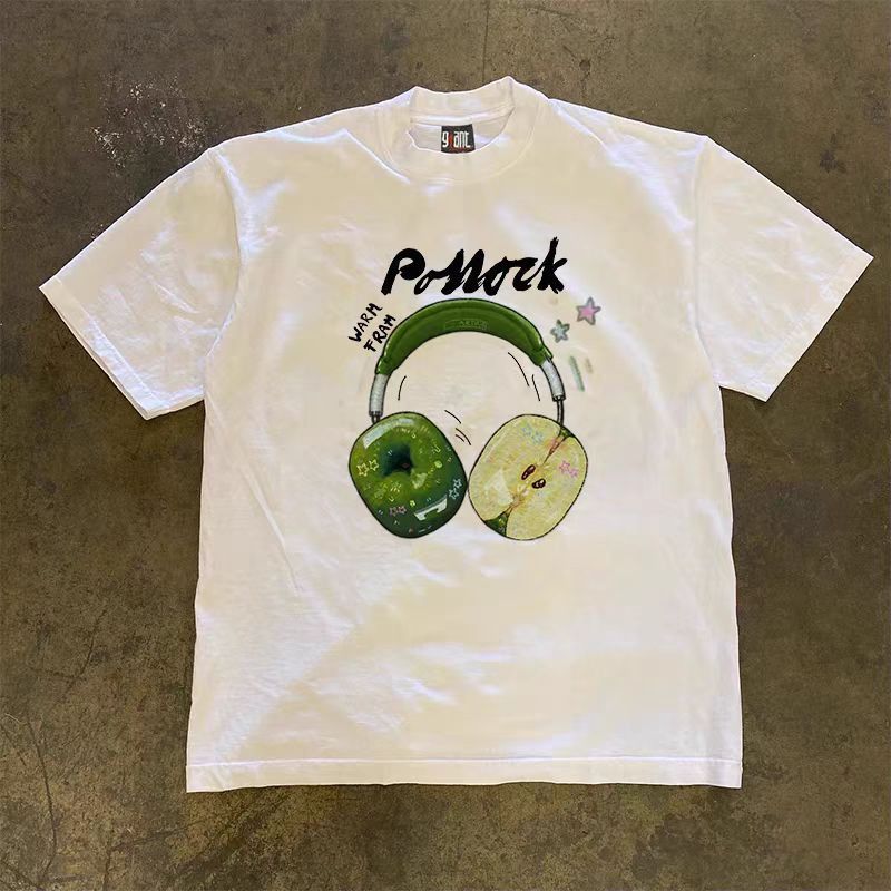 Vintage White casual retro apple and headphones print t-shirt Size US M / EU 48-50 / 2 - 1 Thumbnail