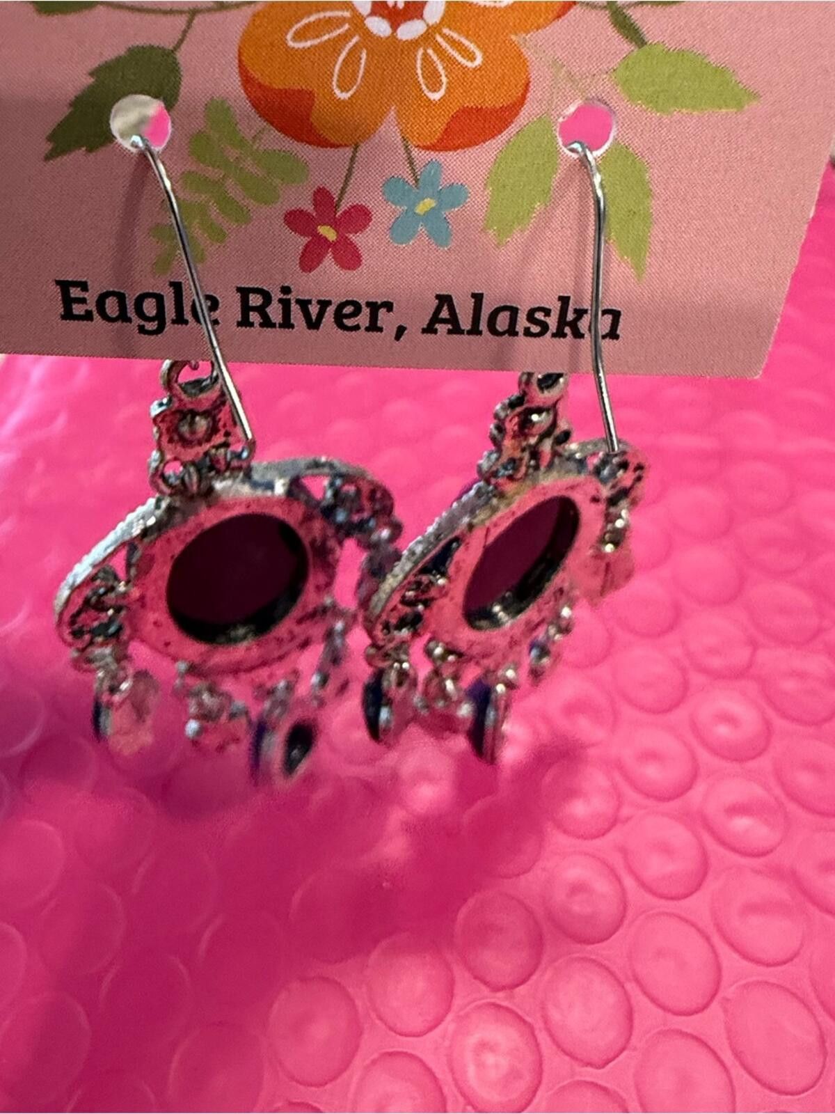 Other Blue rhinestone & floral beaded dangle earrings Size ONE SIZE - 2 Thumbnail