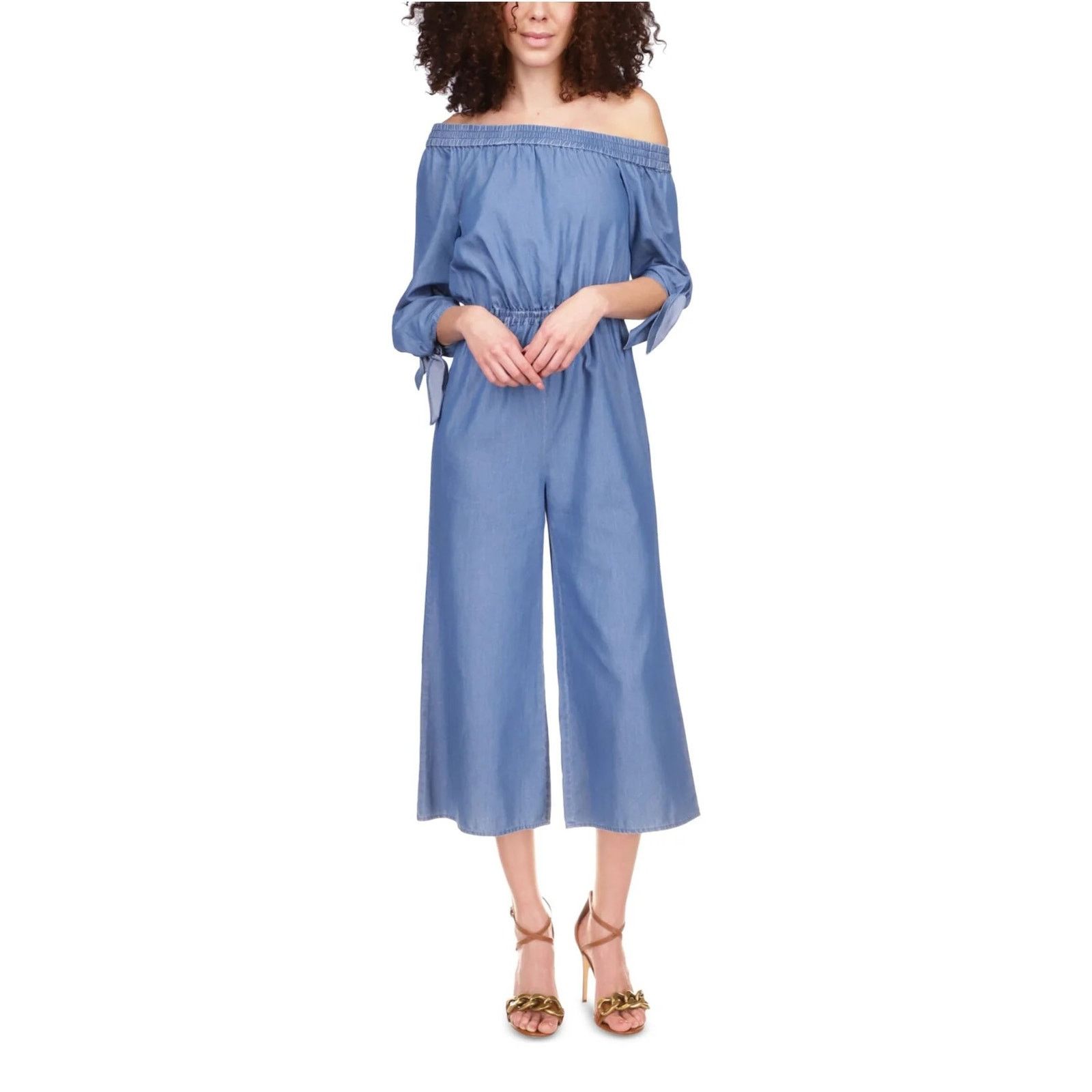 Michael Kors Michael Kors Women Blue Wide Leg Cropped Jumpsuit Size XS Size 27" / US 4 / IT 40 - 1 Thumbnail