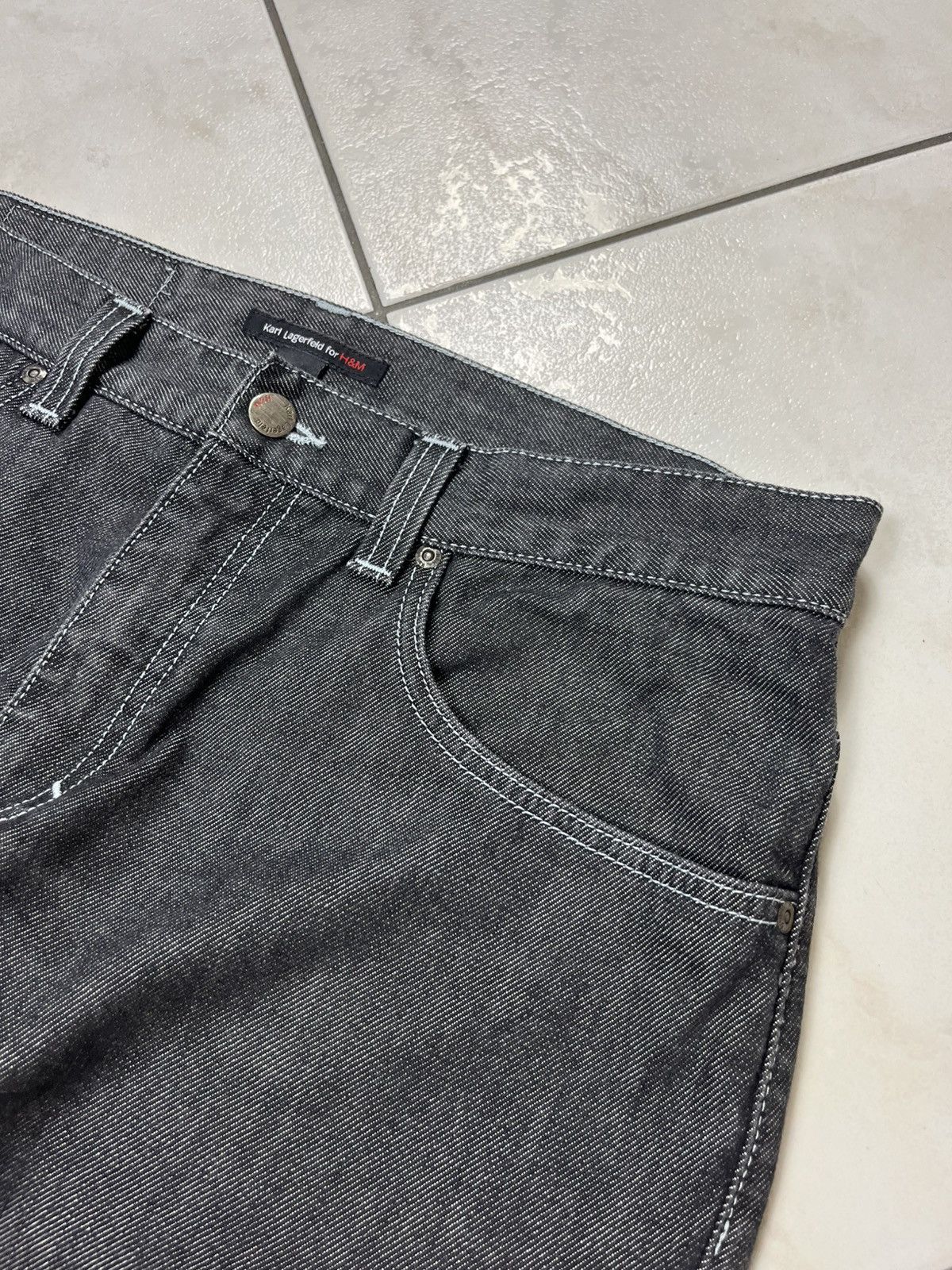 Designer × H&M × Karl Lagerfeld Karl Lagerfeld for H&M dark grey goth denim jeans pants Size US 32 / EU 48 - 10 Thumbnail