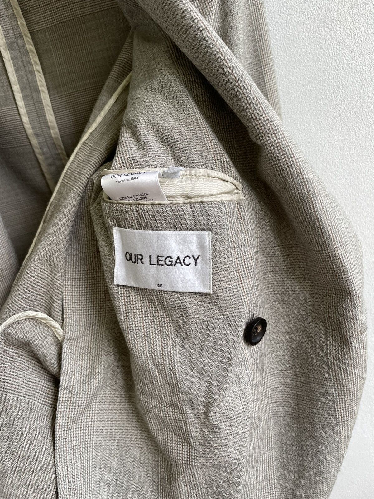 Our Legacy OUR LEGACY Blazer 100% Virgin Wool Beige Tweed Size 46S - 16 Thumbnail