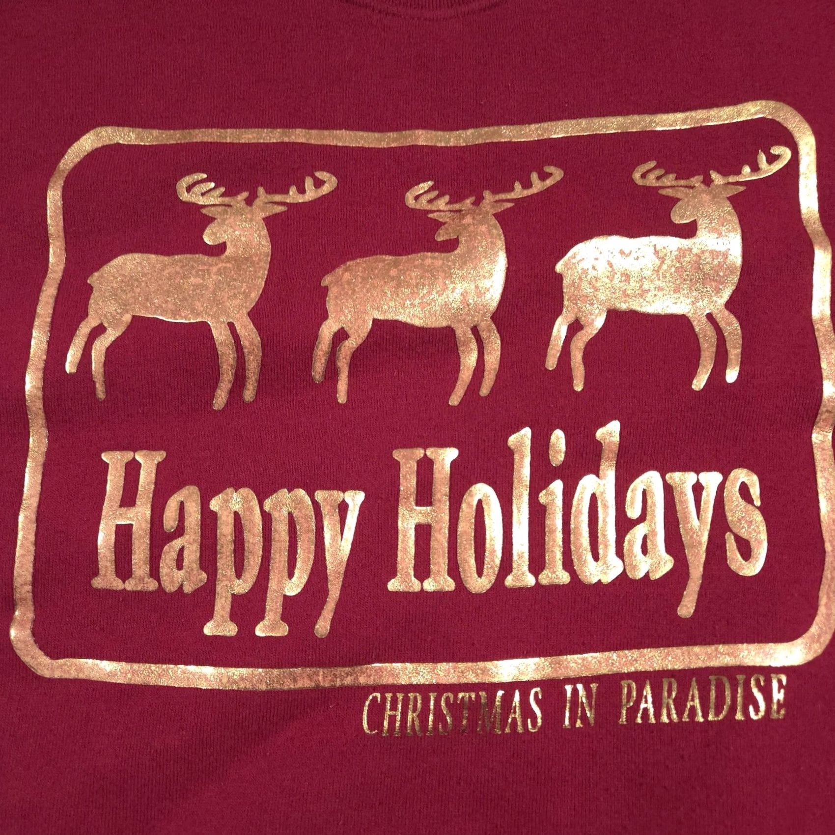 Fruit Of The Loom VINTAGE Fruit of the Loom Sweatshirt Mens XL Red Happy Holidays Reindeer 90s Size US XL / EU 56 / 4 - 4 Thumbnail