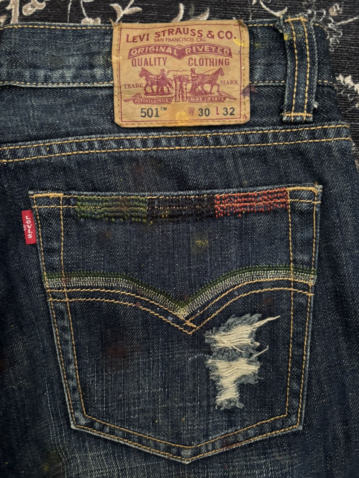 CLOT × Levi's Clot Union Rail Design x Levi's 501 Denim Indigo Pants Size US 30 / EU 46 - 8 Thumbnail