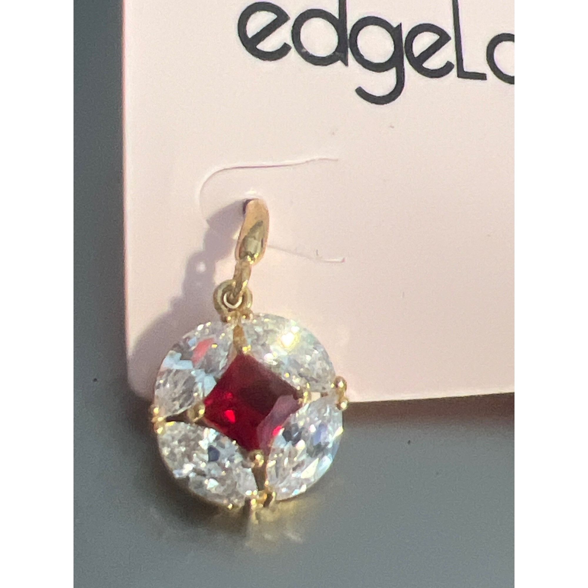 Other Gold Plated EdgeLook Ruby Red Clear Crystal Drop Earrings Ho Size ONE SIZE - 2 Thumbnail