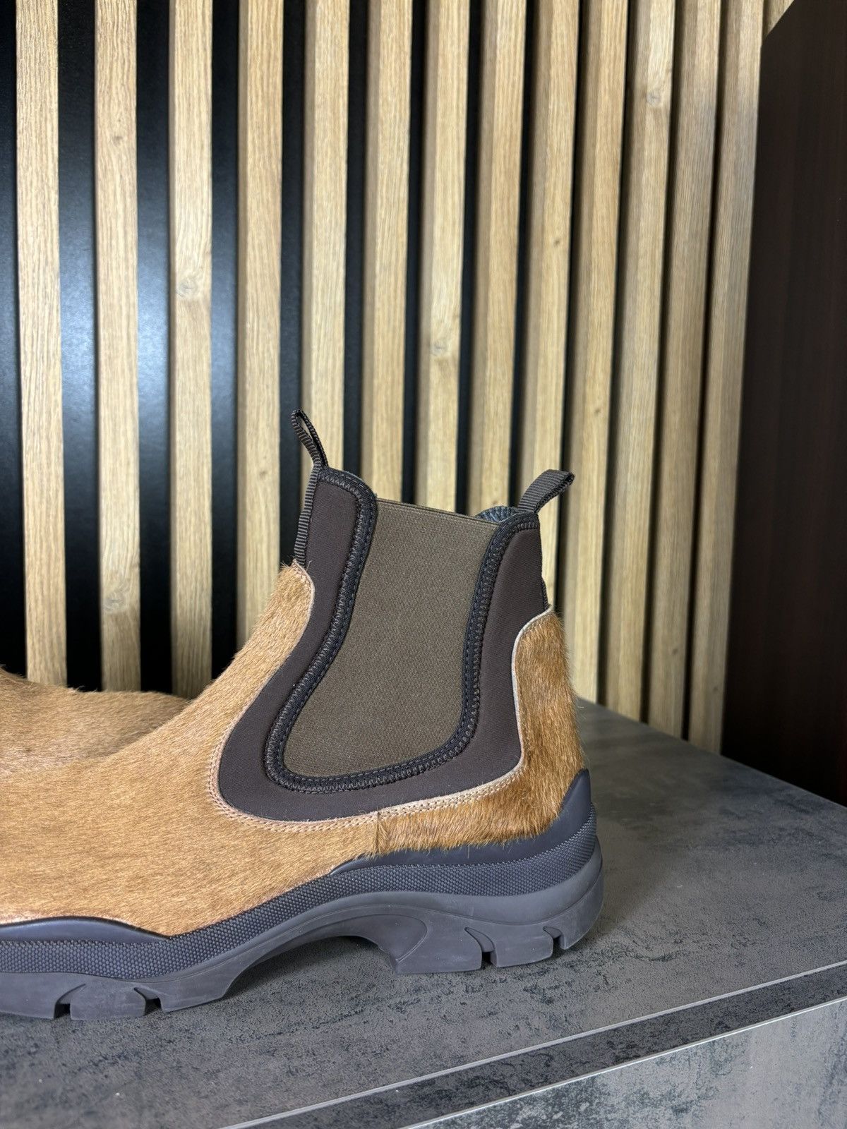 Designer × John Elliott VERY RARE John Elliott Chelsea Boots Pecan Calf Hair Limited Size US 12 / EU 45 - 2 Thumbnail