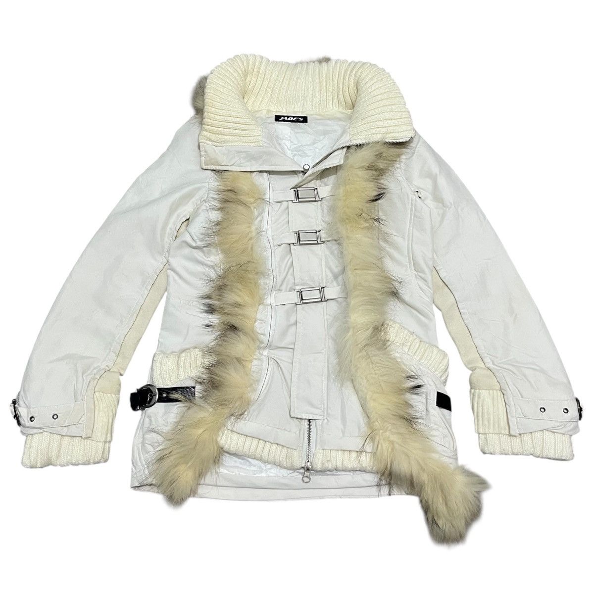 Jade's - 2000s Grunge White Faux Fur Coat Jacket Lgb Ifsix