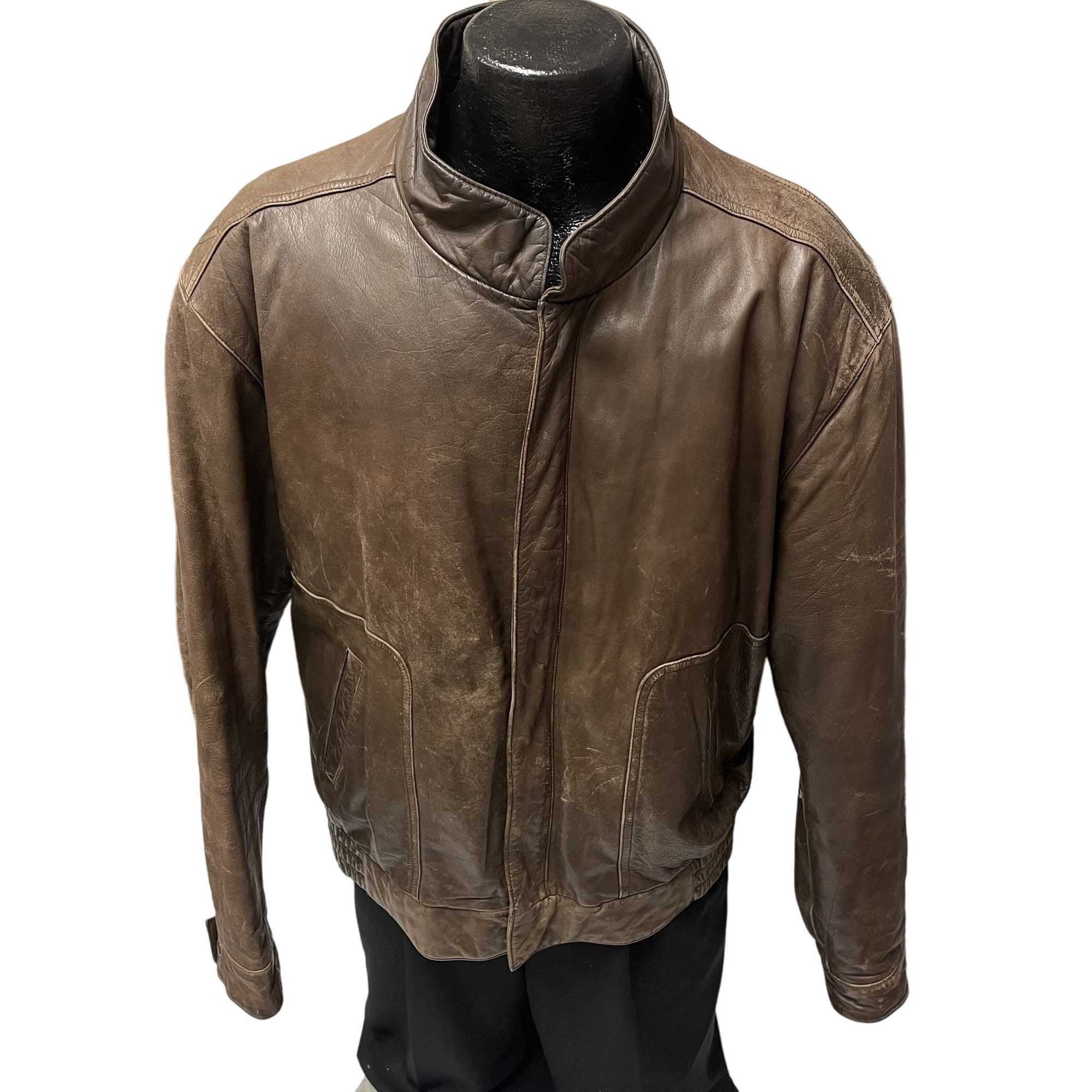 Other Vtg Reed Brown Distressed Leather Bomber FLIGHT Jacket Size US XL / EU 56 / 4 - 1 Thumbnail