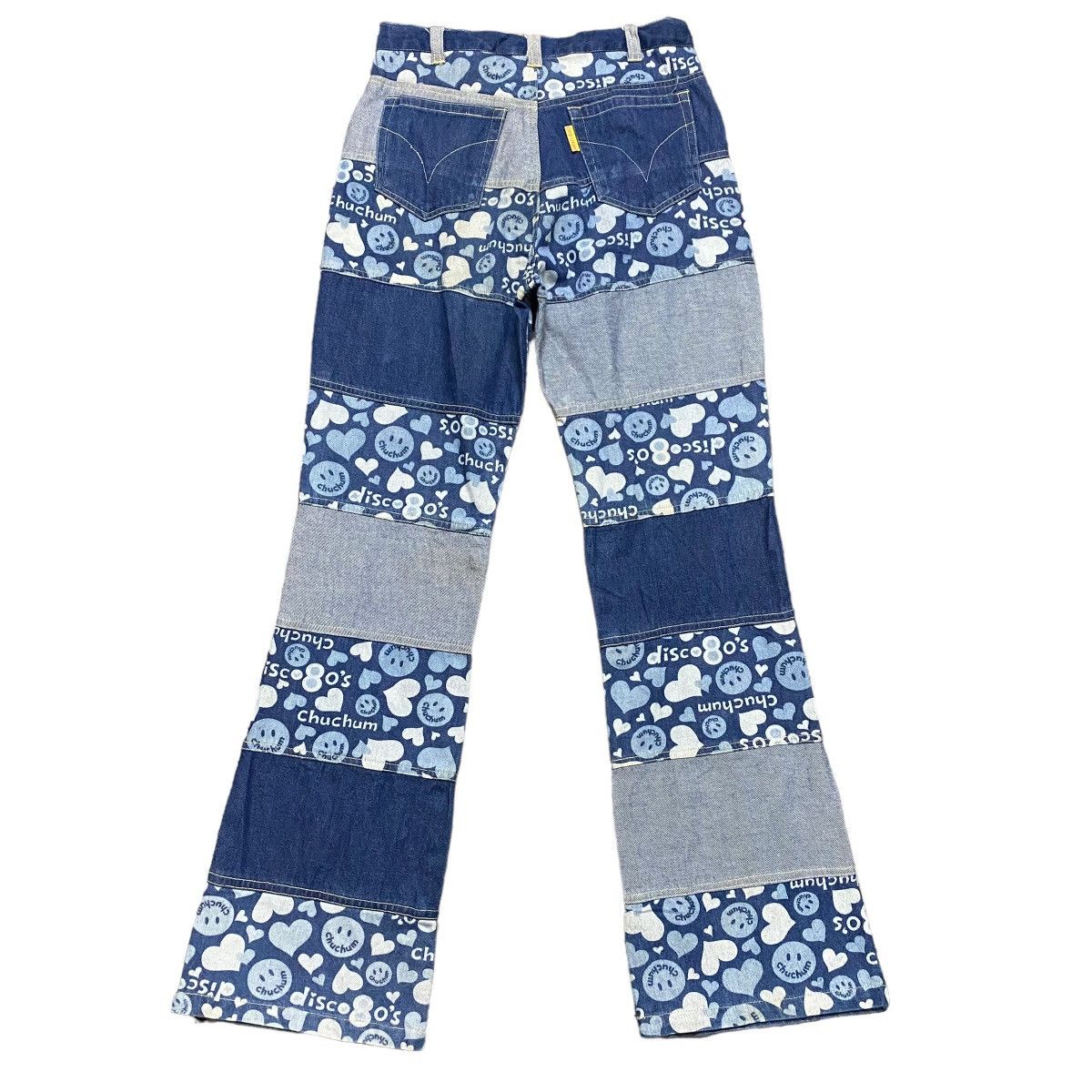 Hysteric Glamour Chuchum Smiley Hippie Denim Patchwork Flare Pants Size 26" / US 2 / IT 38 - 2 Thumbnail