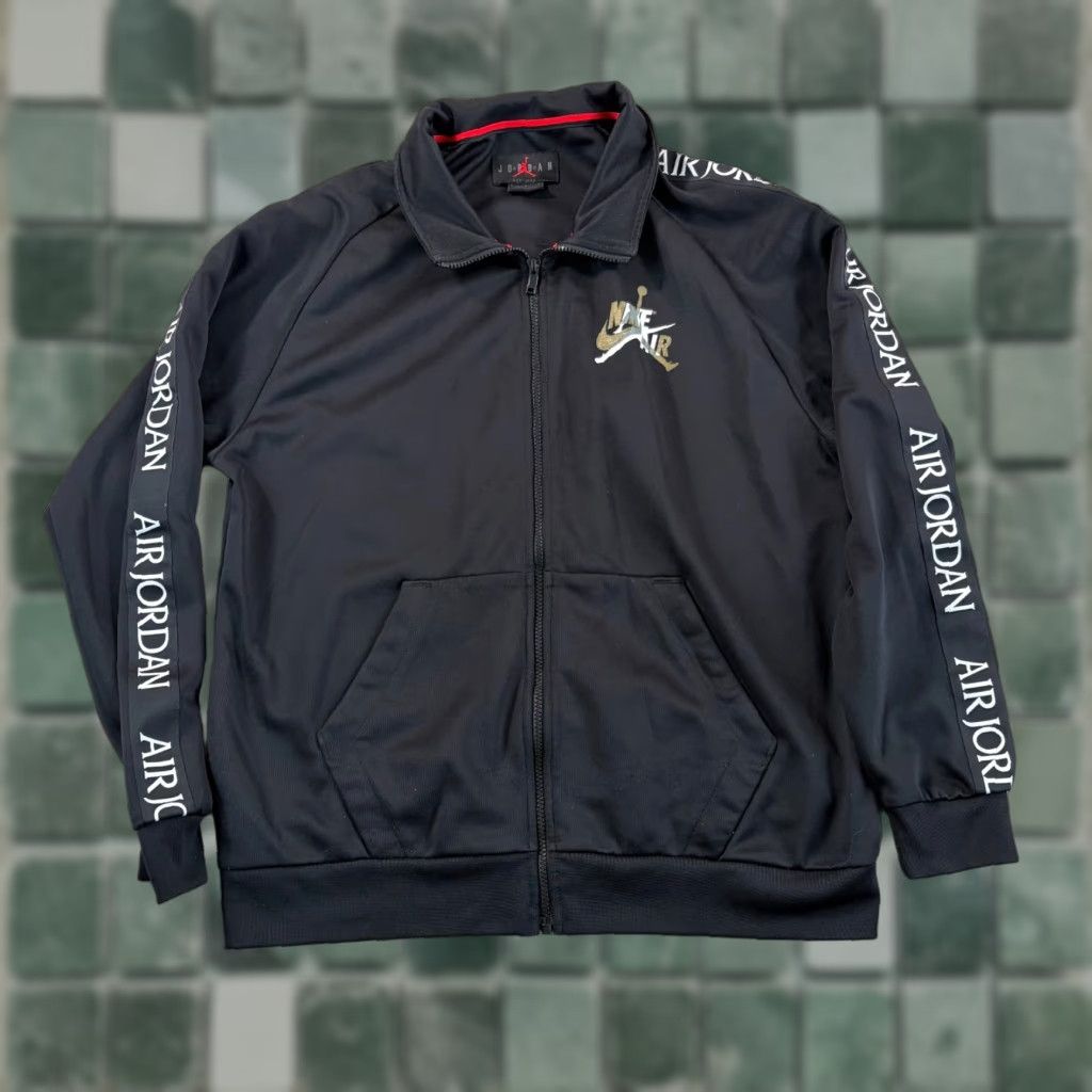 Jordan Brand Nike Jordan Jumpman Logo Classics Tricot Warm-Up Jacket & Jogger Pants Set Men Large Black Size US 33 - 1 Thumbnail