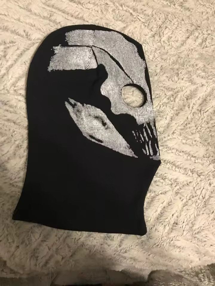 Japanese Brand Gothic Punk Ghost Print Skull Balaclava Outdoor Hat Size ONE SIZE - 4 Thumbnail