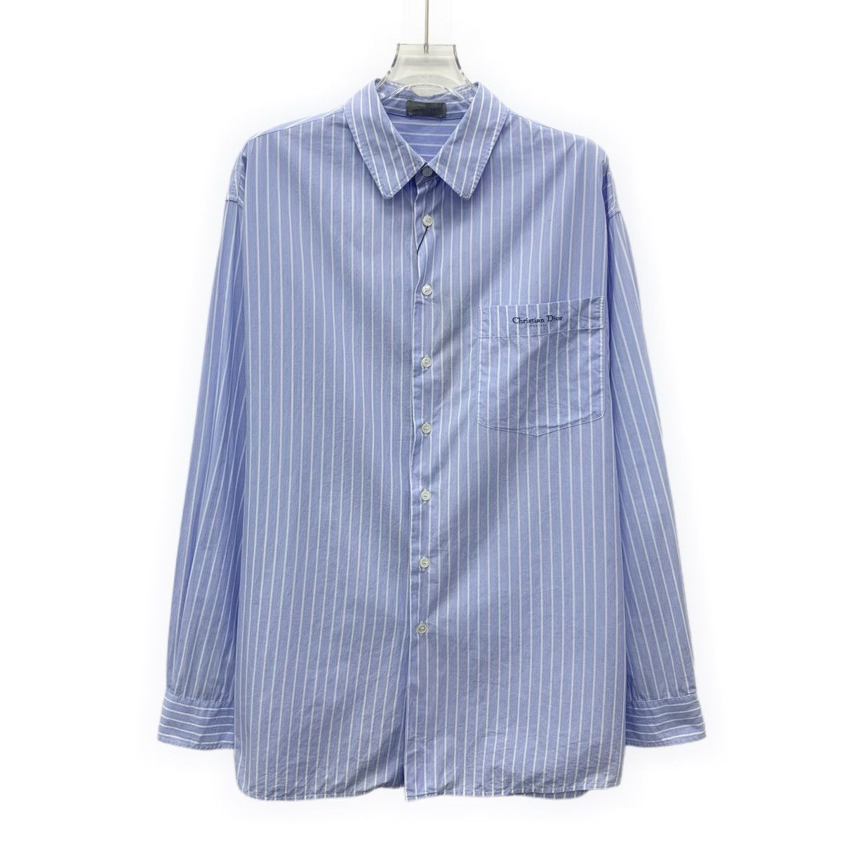 Dior Dior Blue Vertical Striped Cotton Long Sleeve Shirt K26WX Size US M / EU 48-50 / 2 - 1 Thumbnail