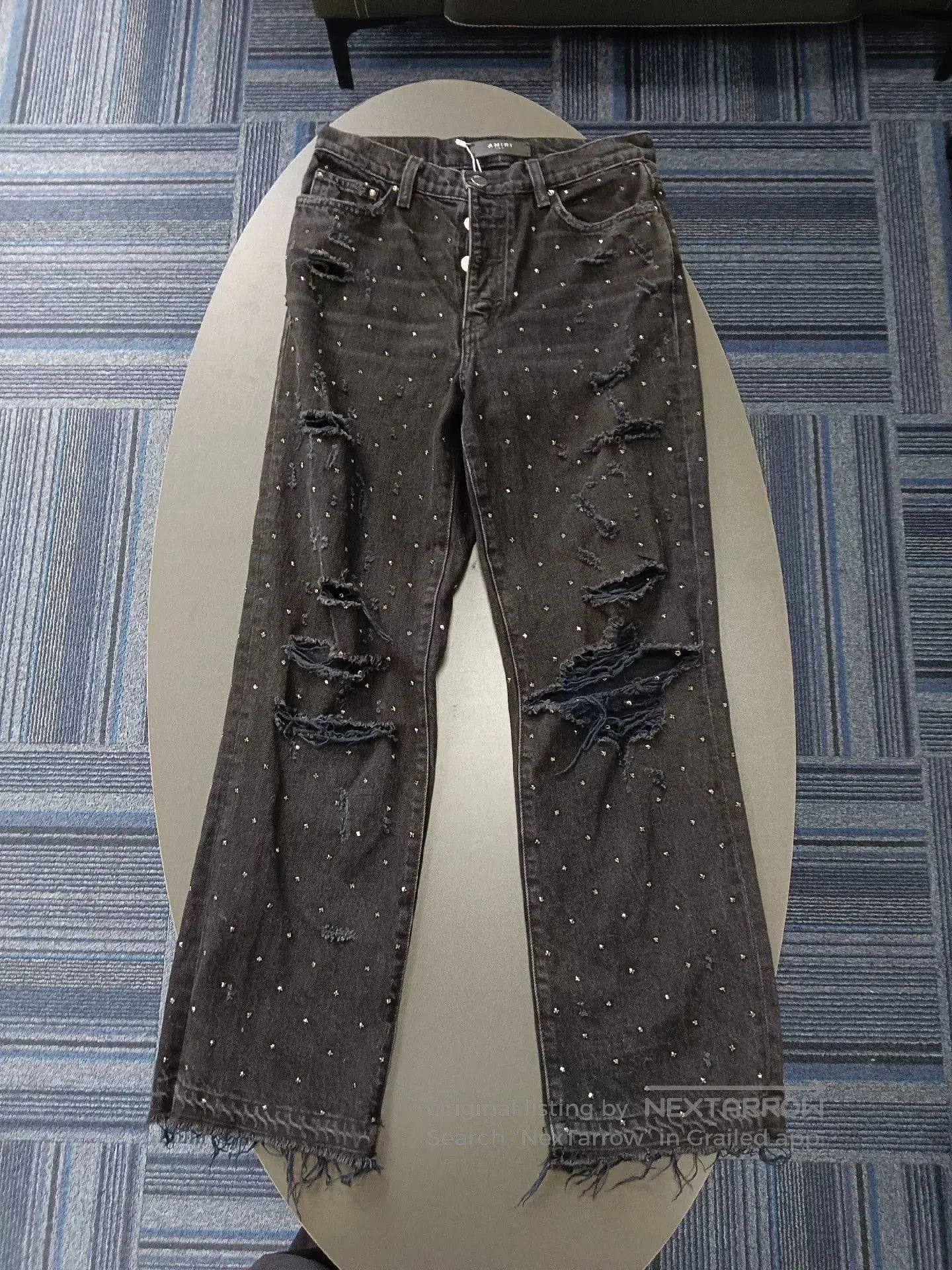 Amiri amiri distressed denim pants with rhinestones. Size US 27 - 1 Thumbnail