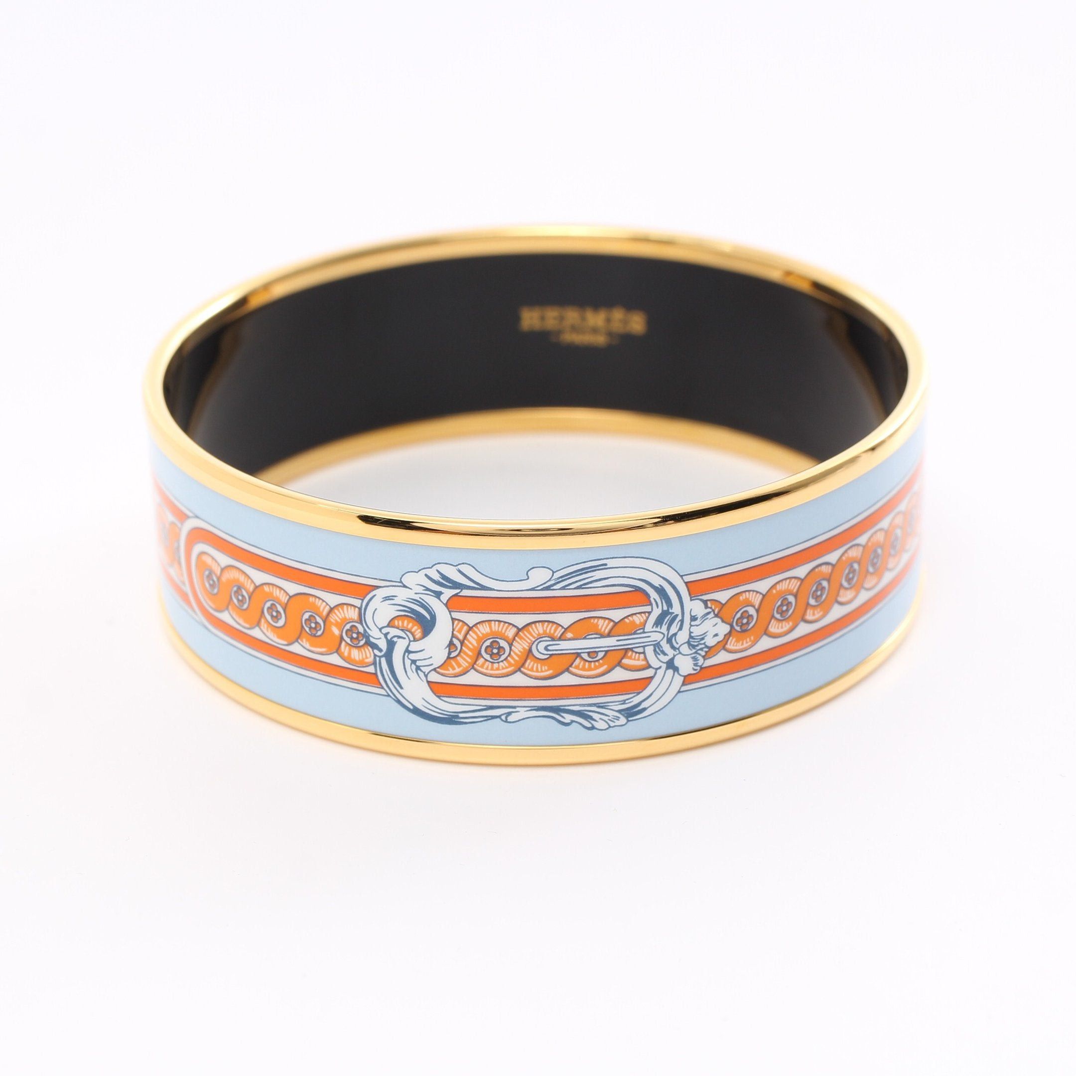 Hermes Hermes Email Gm Bracelet Bangle Cloisonne Gp Light Blue Multicolor Size ONE SIZE - 1 Thumbnail