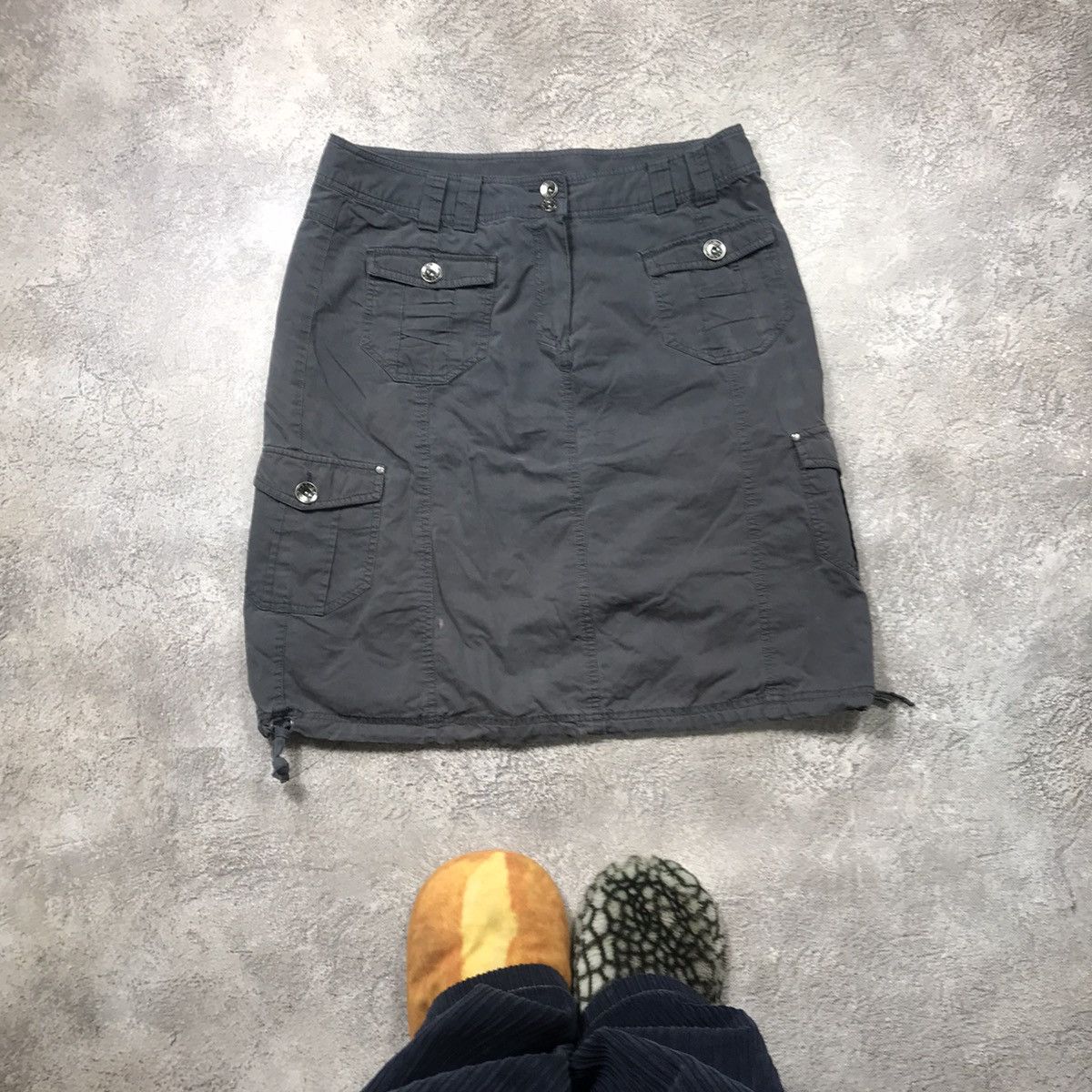 Vintage Y2K Black Cargo Midi Skirt Distressed Avant Garde Grunge 31 Size 31" - 1 Thumbnail