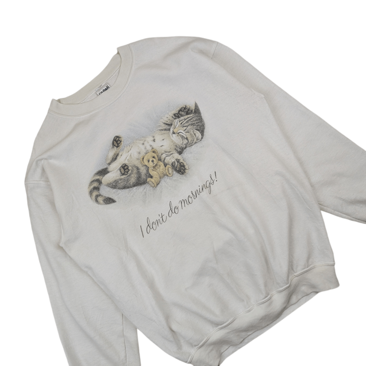 Gildan Vintage 2000's Cute Cat I Don't Do Morning Jumper Sweatshirt Size US M / EU 48-50 / 2 - 3 Thumbnail