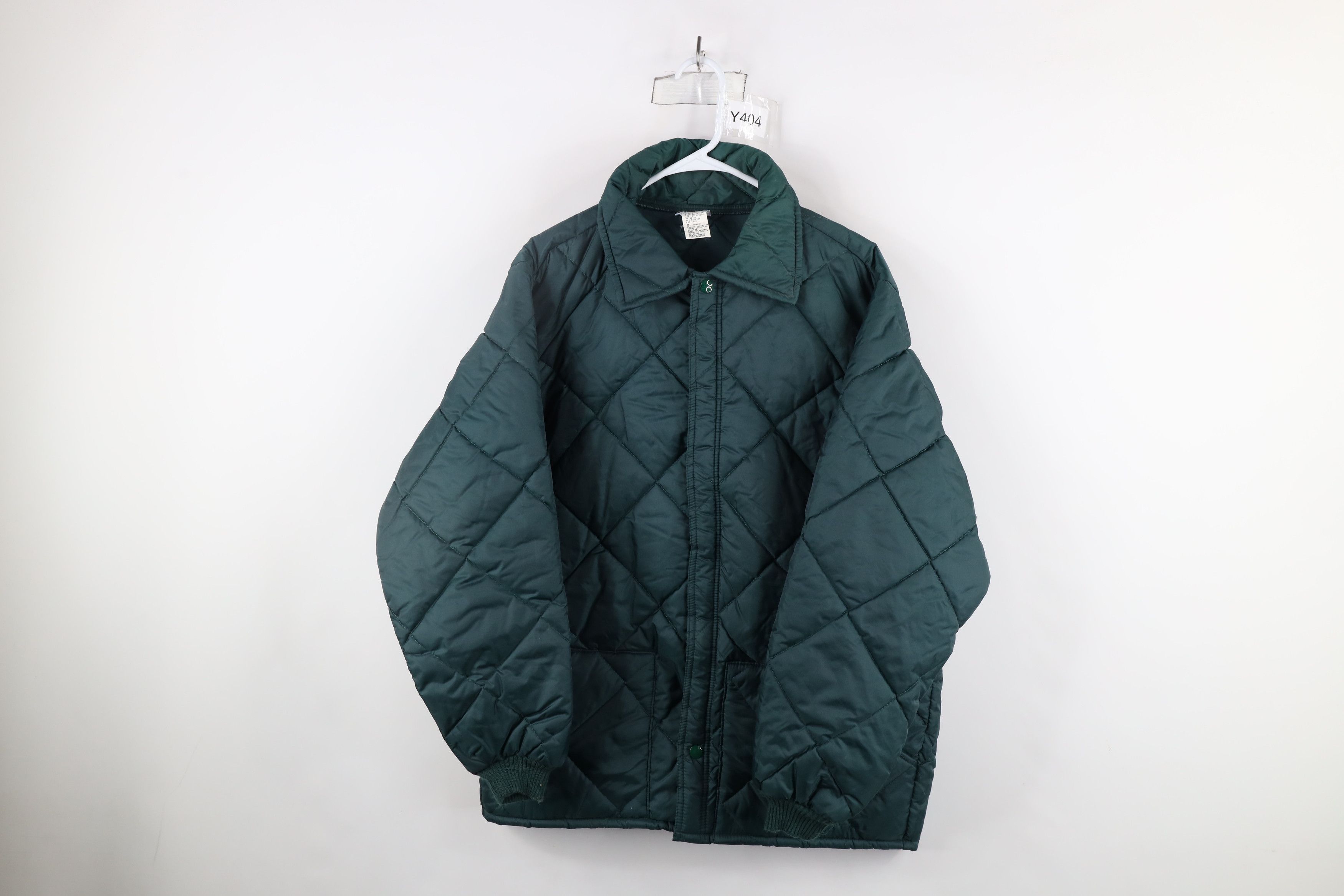 Vintage Vintage 90s Streetwear Blank Quilted Full Zip Jacket Green Size US L / EU 52-54 / 3 - 1 Thumbnail