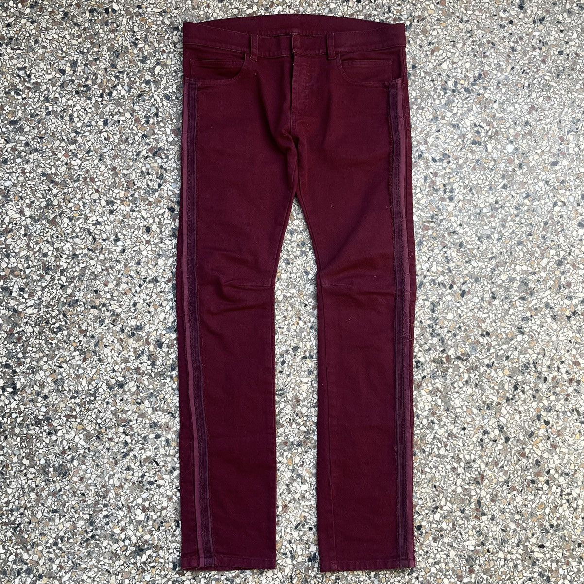 Balmain Balmain by Decarnin Striped Burgundy Jeans Size US 30 / EU 46 - 1 Thumbnail