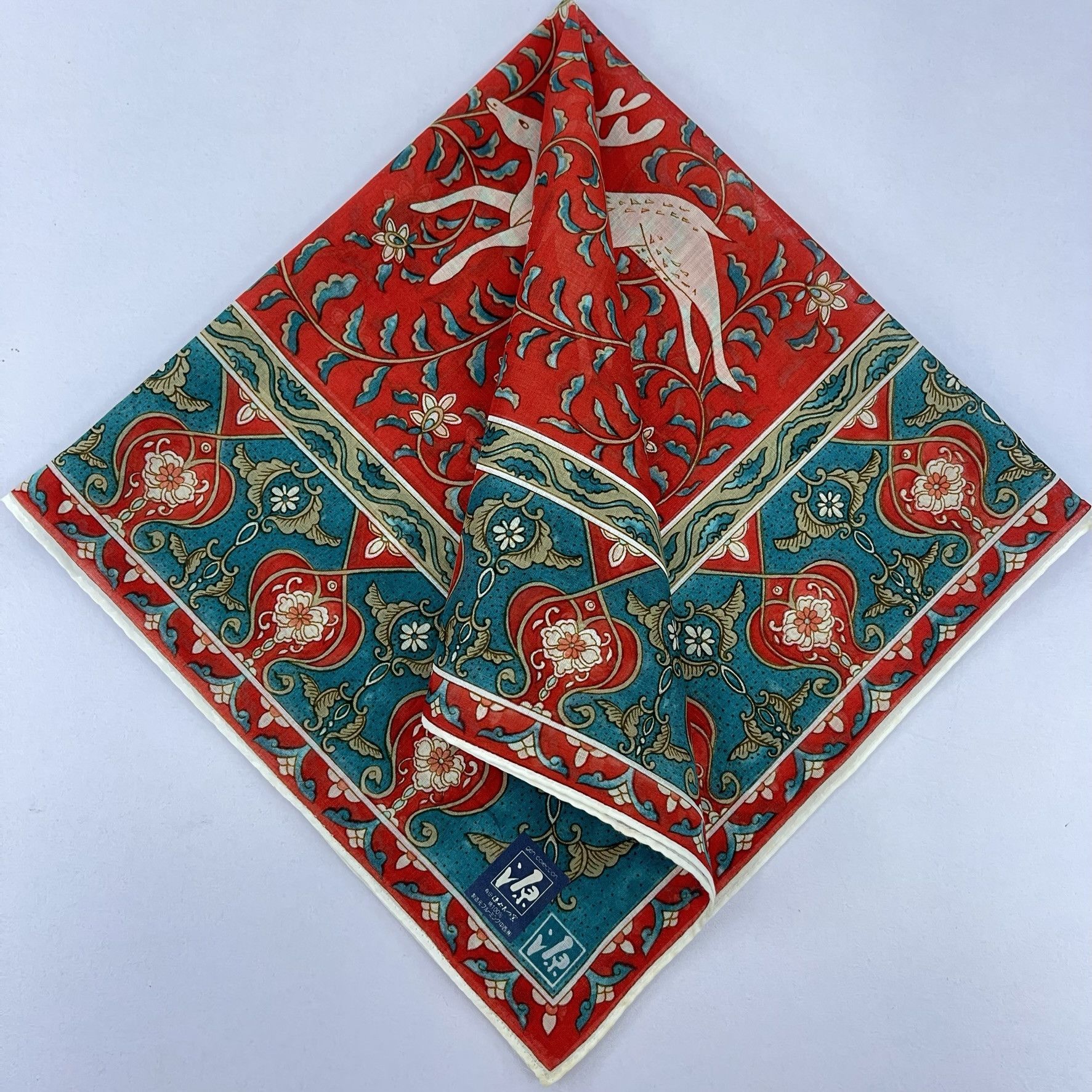 Japanese Brand Vintage Japanese Floral Design Handkerchief - 5023 Size ONE SIZE - 1 Thumbnail