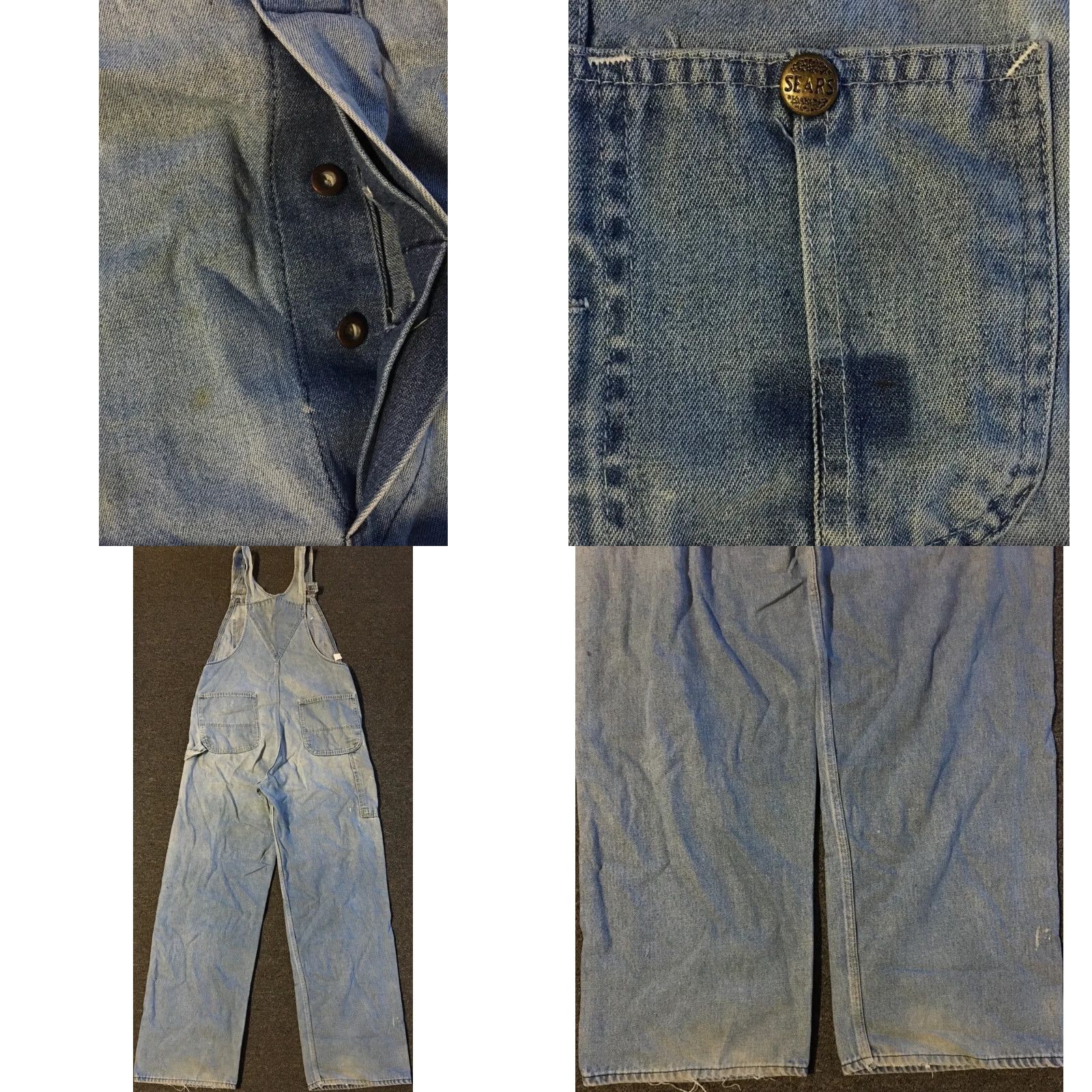 Sears Vtg 70s Sears Overalls Denim Distressed 34 USA Biker Punk Grunge Trucker 80s 90s Rock USA Mens Jeans Size US 34 / EU 50 - 8 Thumbnail