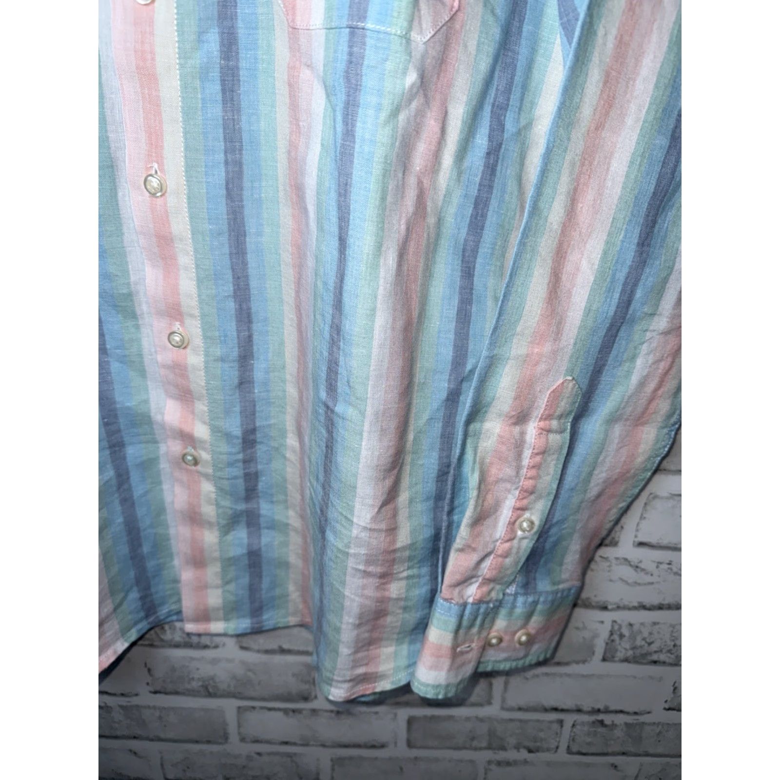 Tommy Bahama TOMMY BAHAMA Linen Blend Pastels Striped Shirt Mens M Size US M / EU 48-50 / 2 - 4 Thumbnail
