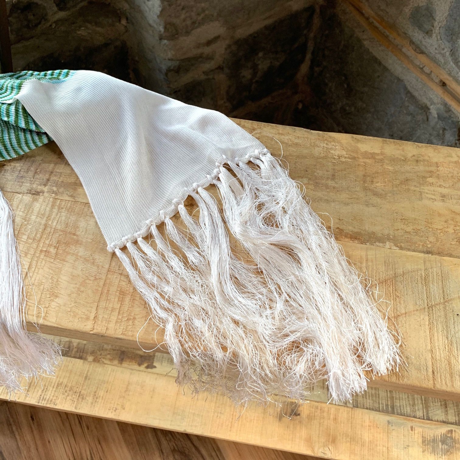 Missoni Missoni Ivory and Green Fringe Pattern Scarf Size ONE SIZE - 2 Thumbnail