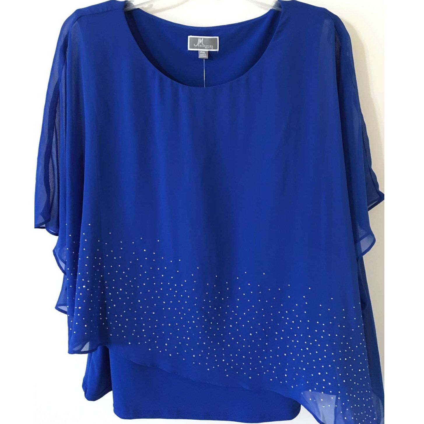 Other NWT PXL JM Collection Petite Flag Blue Chiffon Layered Top Size XL / US 12-14 / IT 48-50 - 1 Thumbnail
