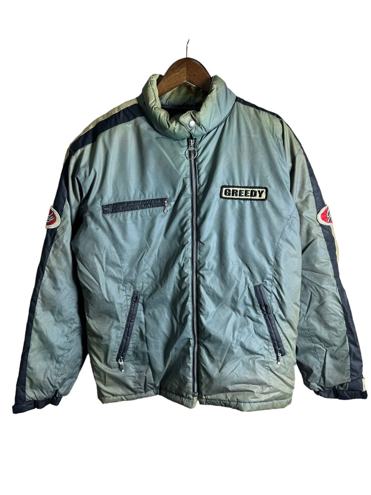 image of Vintage Greedy Racing Jacket Faded Colour in Green, Men's (Size Medium)