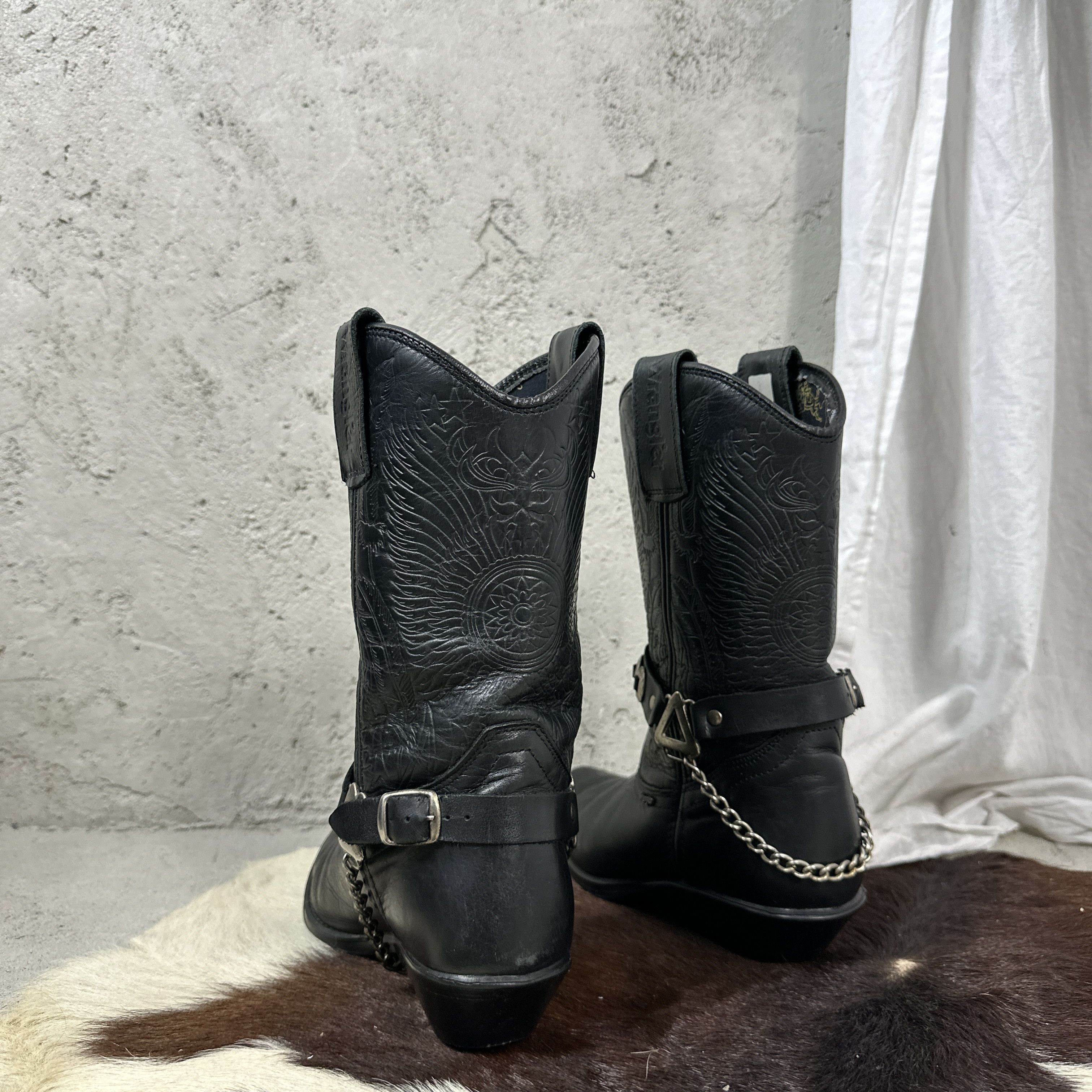 Vintage Vintage Leather Biker Moto Buckled Cowboy Boots 00s Size US 5 / IT 35 - 3 Thumbnail