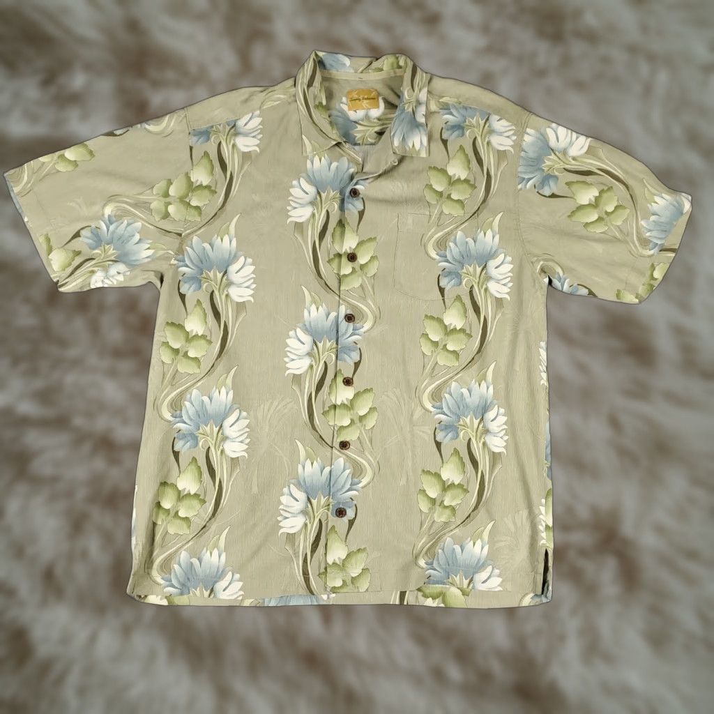 Tommy Bahama VINTAGE Tommy Bahama Shirt Mens Large Green Silk Hawaiian Button Up Casual Festive Size US L / EU 52-54 / 3 - 1 Thumbnail