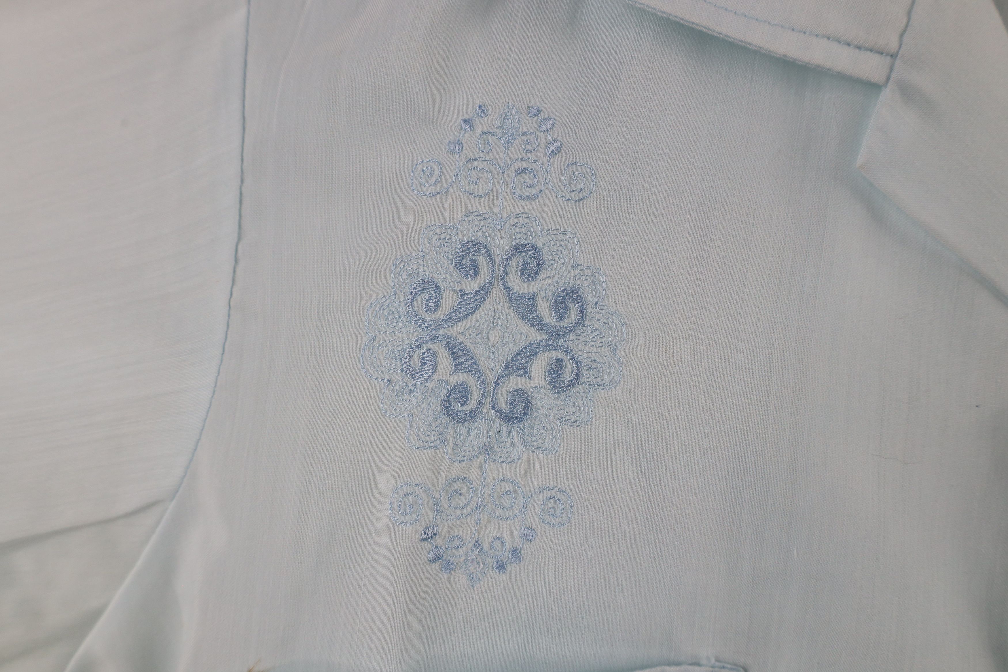 Vintage Vintage 50s 60s Guayabera Camp Collar Button Shirt Blue Size US L / EU 52-54 / 3 - 5 Thumbnail
