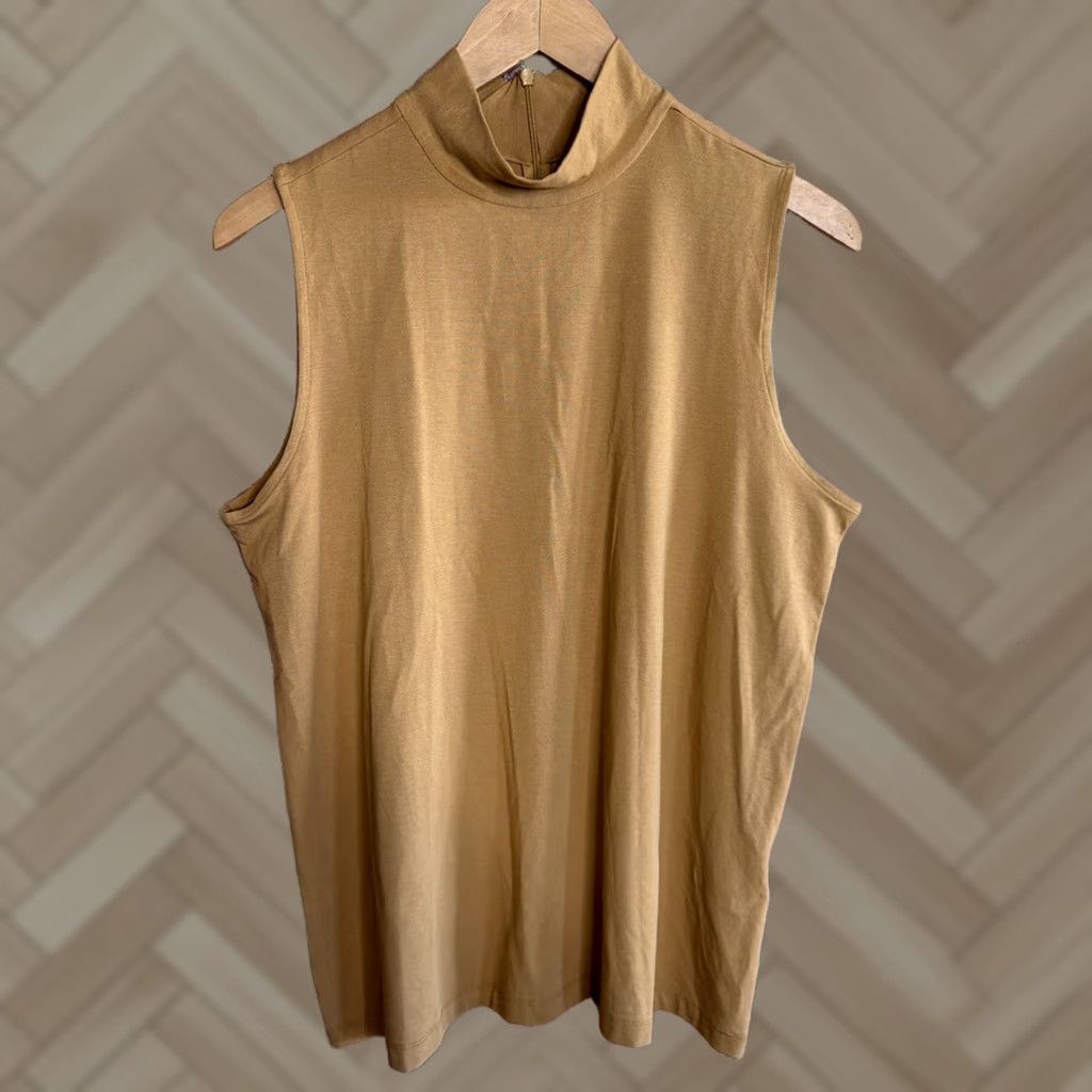 Vintage Chico's Design Sleeveless Women's Turtleneck Top Brown Striped Size L Size L / US 10 / IT 46 - 1 Thumbnail