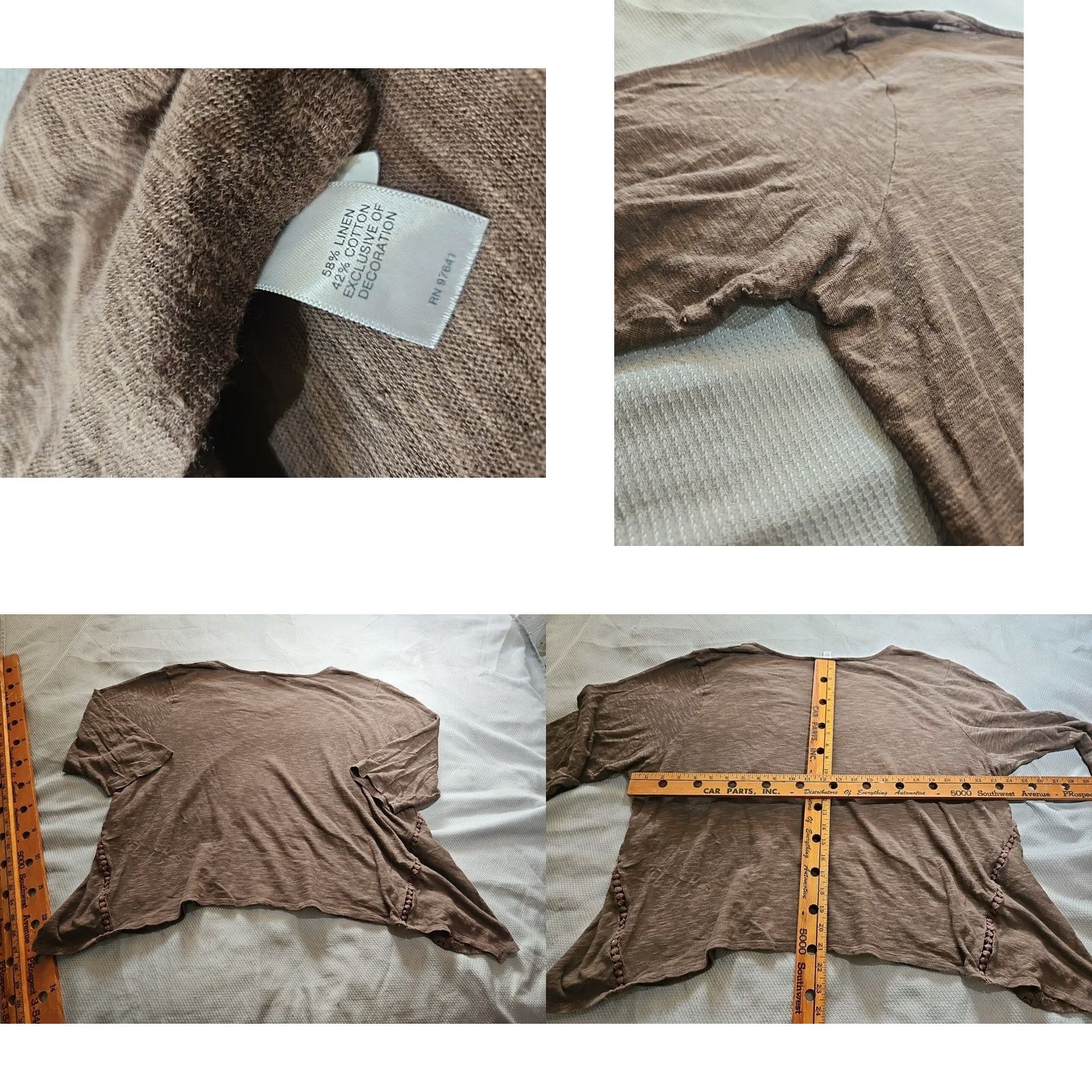 J. Jill VINTAGE J Jill Shirt Womens 3X Plus Brown Pullover Stretch Knit Linen Cotton Blend Top Size XXL / US 16-18 / IT 52-54 - 8 Thumbnail