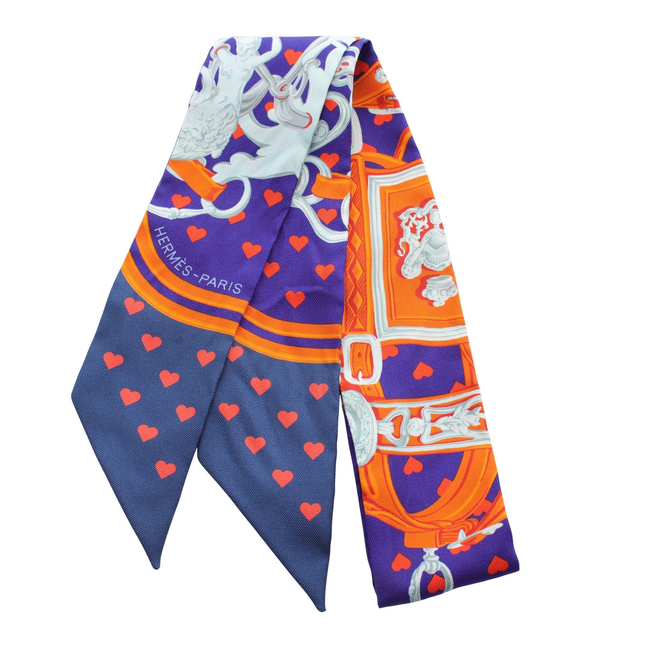 Hermes Hermes Twilly Brides De Gala Love Scarf Silk Blue Multicolor Size ONE SIZE - 1 Thumbnail