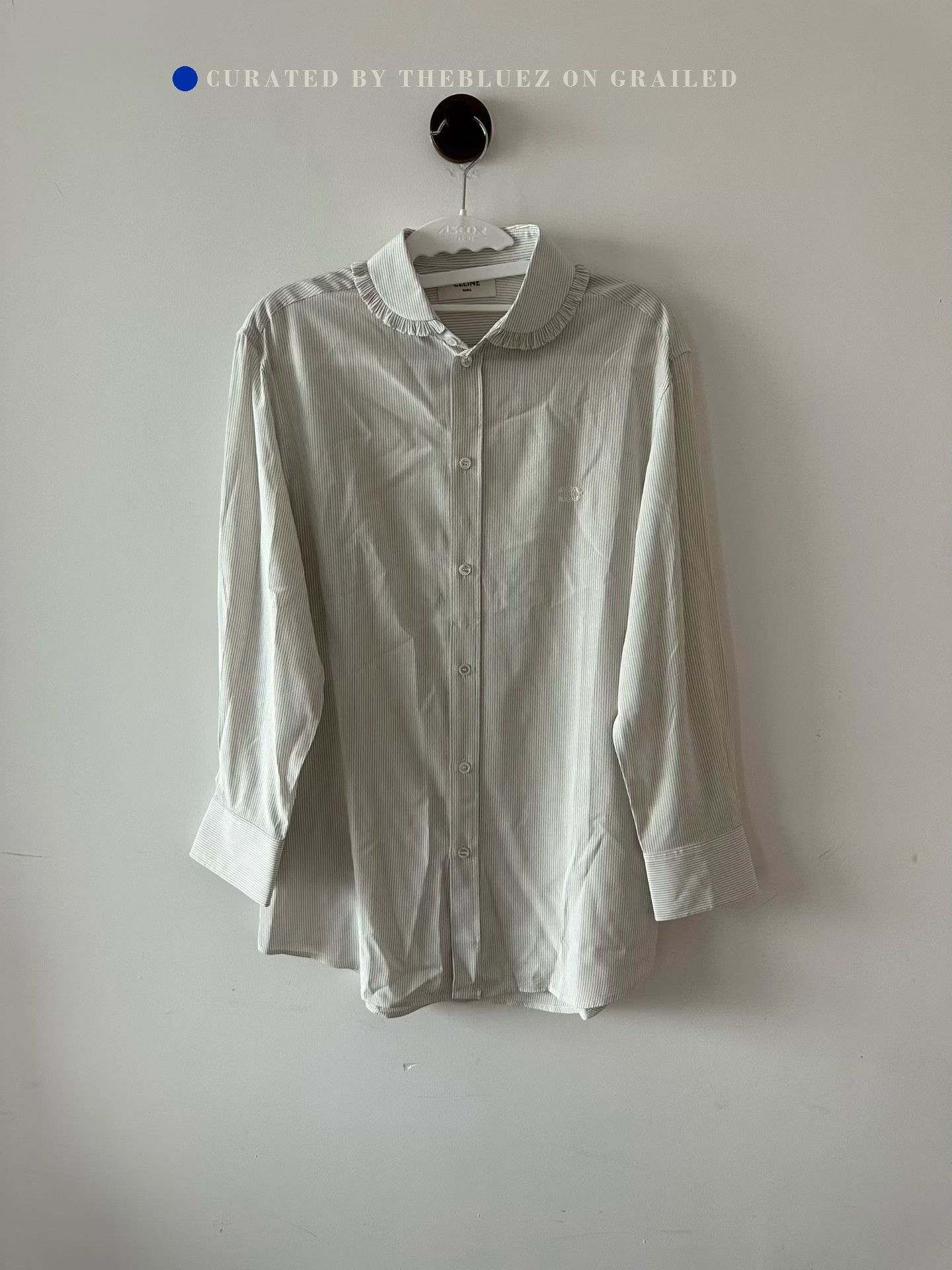 Celine Celine Peter Pan Collar Triomphe Silk Shirt Size XXS / US 00 / IT 34 - 1 Thumbnail