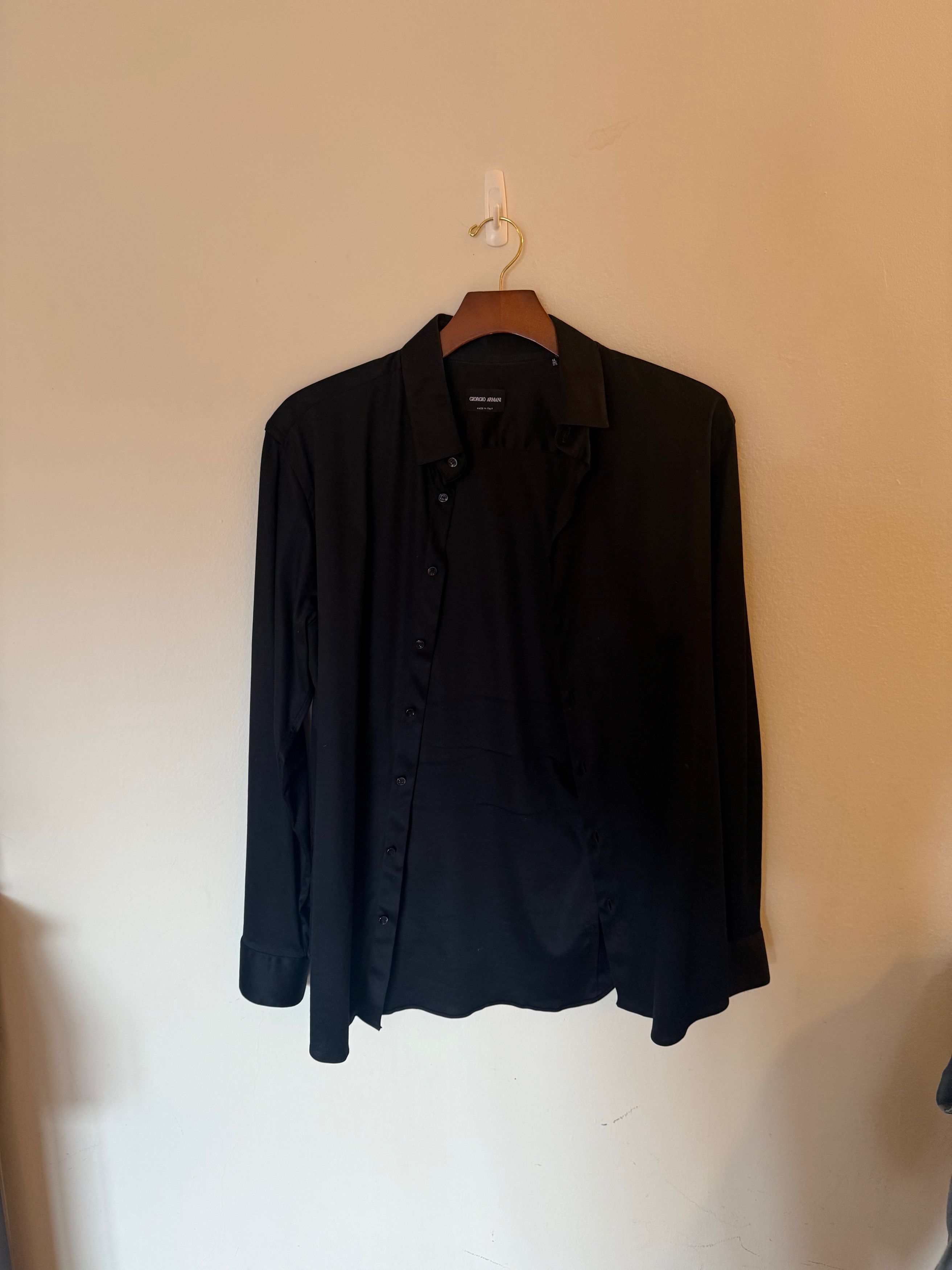 Giorgio Armani Giorgio Armani Black Button-Down Dress Shirt Size US XL / EU 56 / 4 - 1 Thumbnail
