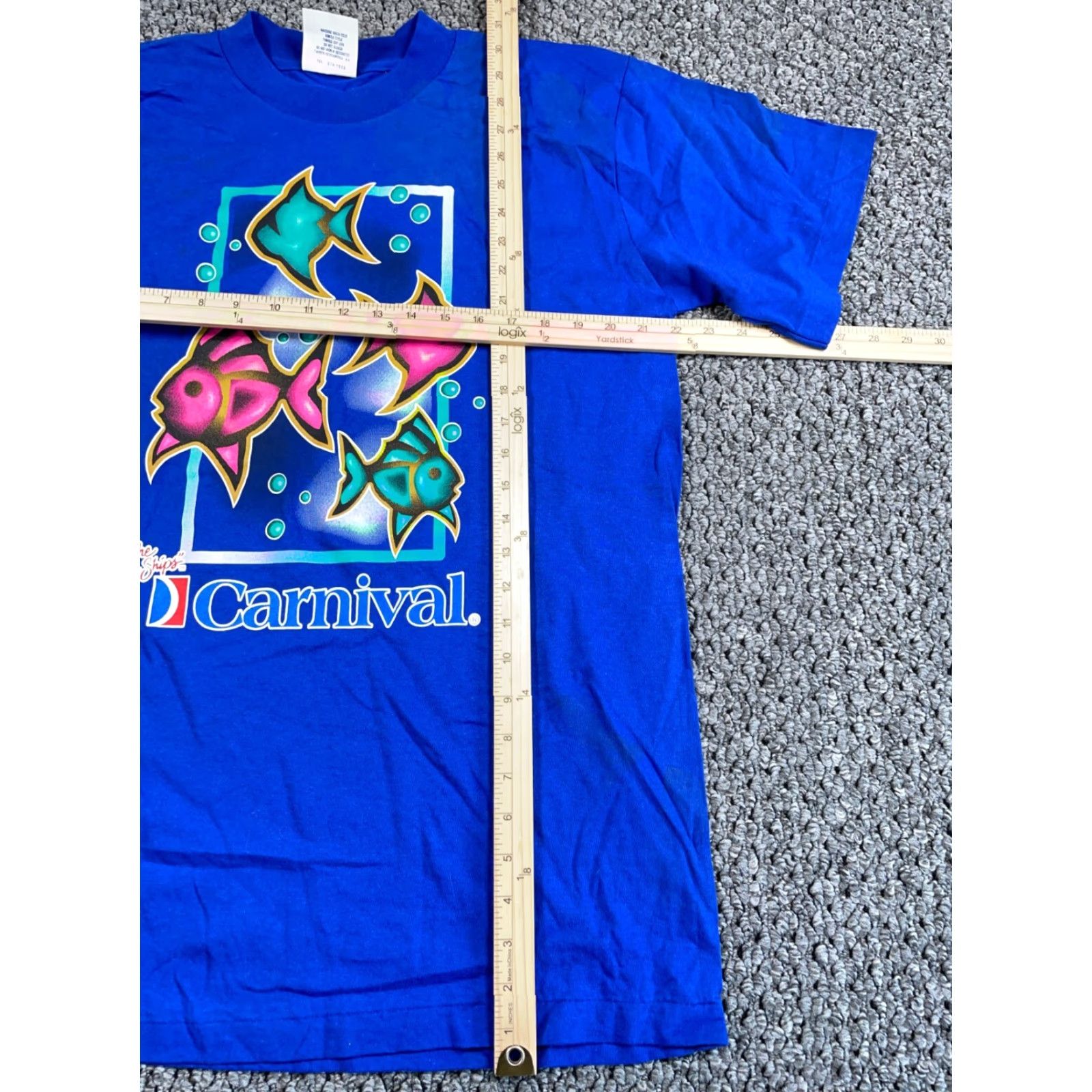 Nautica VTG Carnival Cruise T-Shirt Nautical Blue Adult XL Cotton Short Sleeve Crew Neck Single Stitch Fish Print Men Size US XL / EU 56 / 4 - 5 Thumbnail