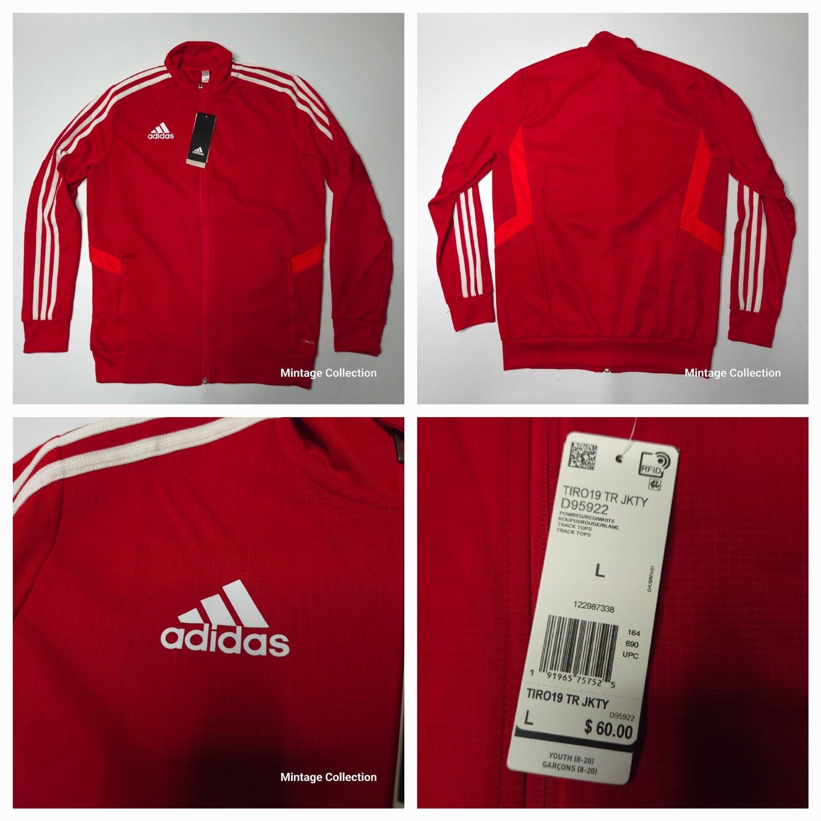 Adidas NEW ADIDAS YOUTH BOYS SIZE L RED TIRO 19 SOCCER TRACK JACKET Size US L / EU 52-54 / 3 - 1 Thumbnail