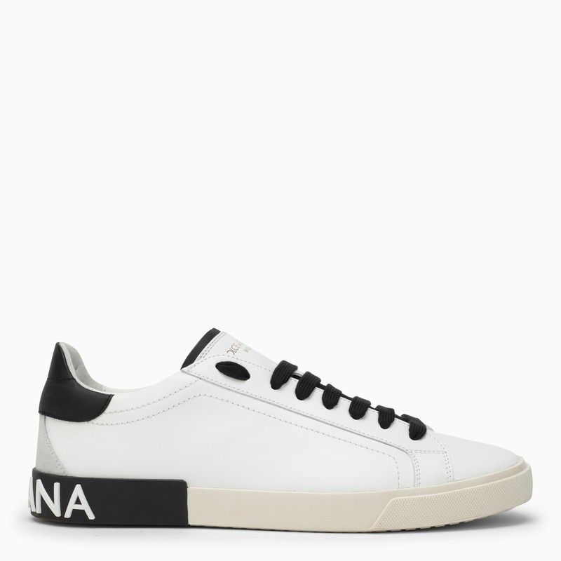 image of Dolce Gabbana Dolce&gabbana Portofino Vintage White/black Leather Trainer Shoes, Men's (Size 9)