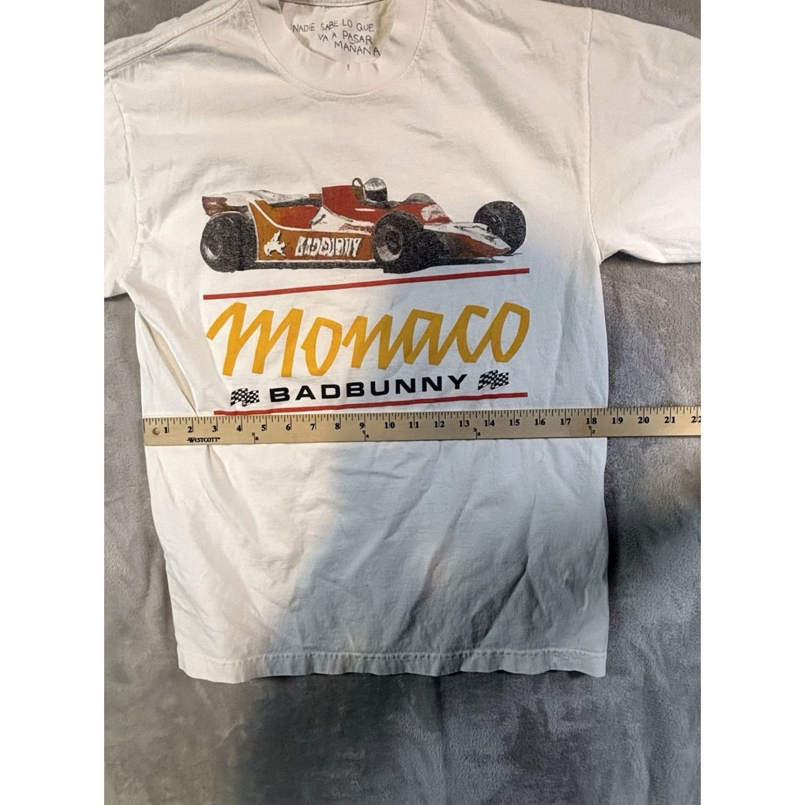 Vintage Bad Bunny Official Tour Merch "Nadie Sabe" Monaco Race Car Shirt Small Mens Cream Cotton Graphic Print Short Sleeve Crew Neck Vintage No Size US S / EU 44-46 / 1 - 4 Thumbnail