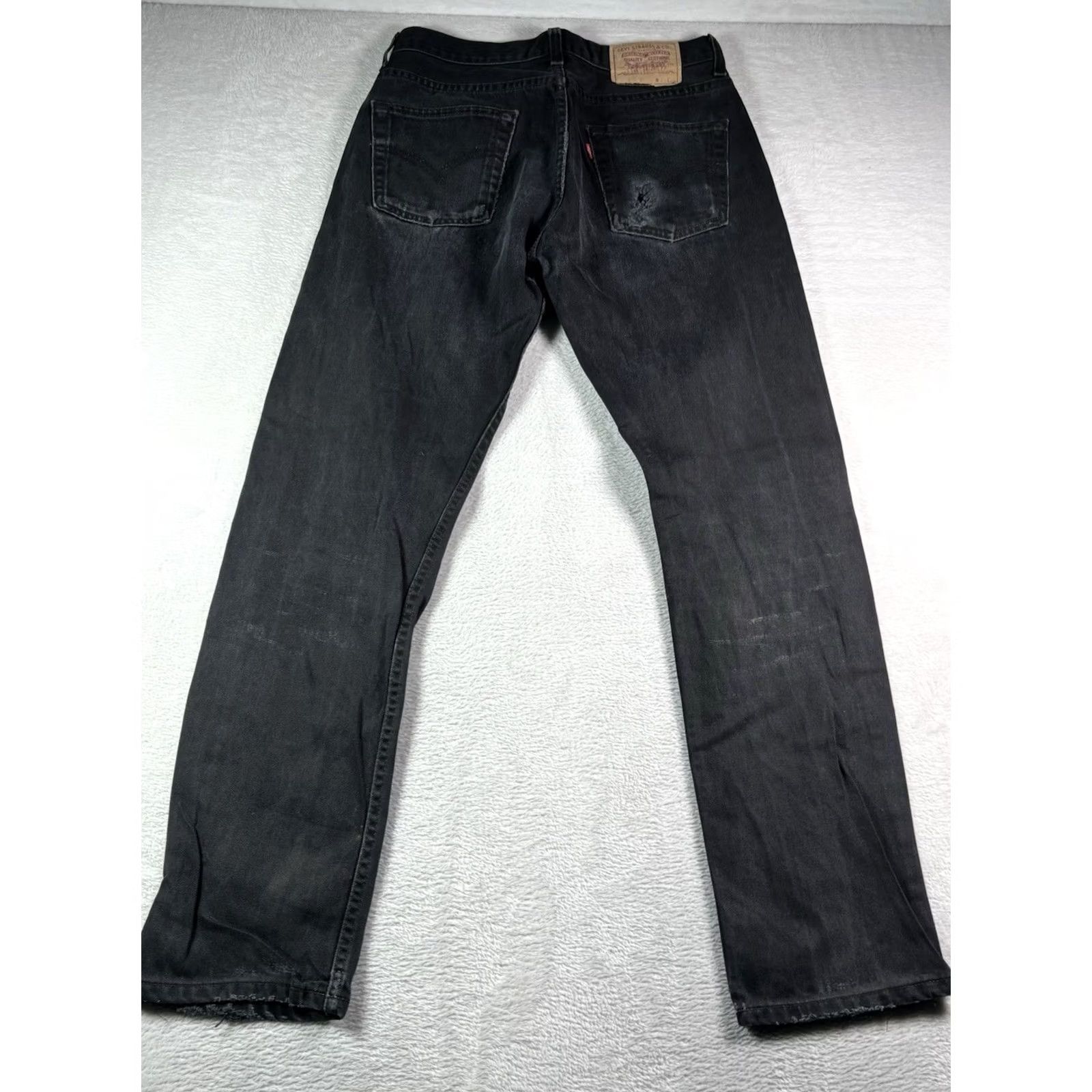 Levi's VINTAGE Levi's 535 Jeans Men 31x32 Black Button Fly Distressed 90s Straight 5-Pocket Denim Regular Mens Size US 31 - 2 Thumbnail