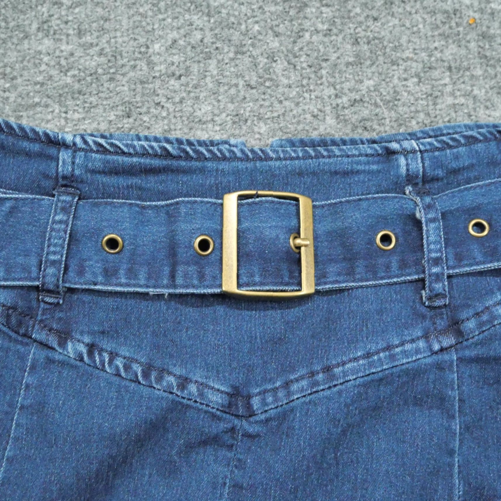 Free People VINTAGE Free People Skirt Womens 0 Blue Denim Belted High Rise Short Mini Stretch Cotton Spandex Casual blue Size 25" / US 0 / IT 36 - 2 Thumbnail