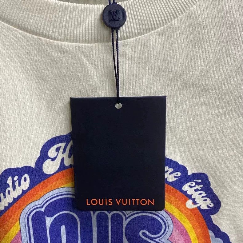 Louis Vuitton Louis Vuitton White rainbow print logo short sleeve 2502-N Size US XL / EU 56 / 4 - 4 Thumbnail