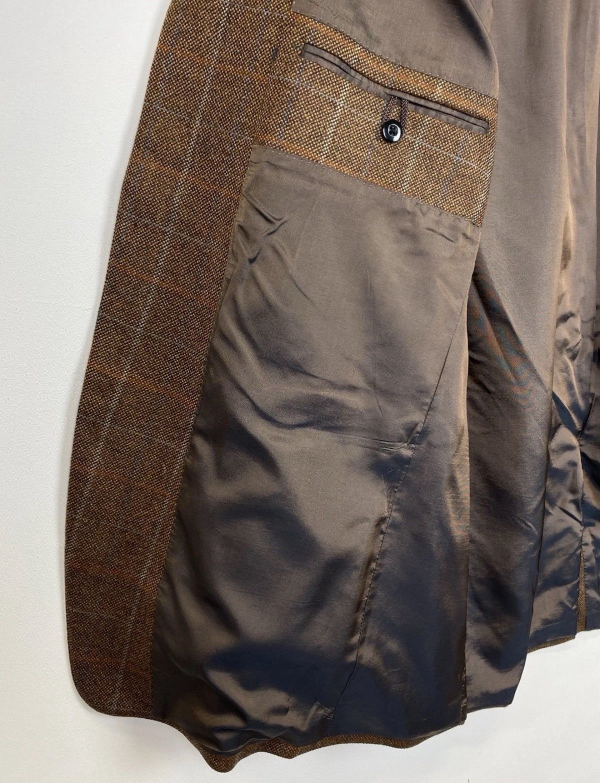 Harris Tweed Mario Barutti 3 Buttons Blazer Jacket Brown Wool Cashmere Size 52R - 7 Thumbnail