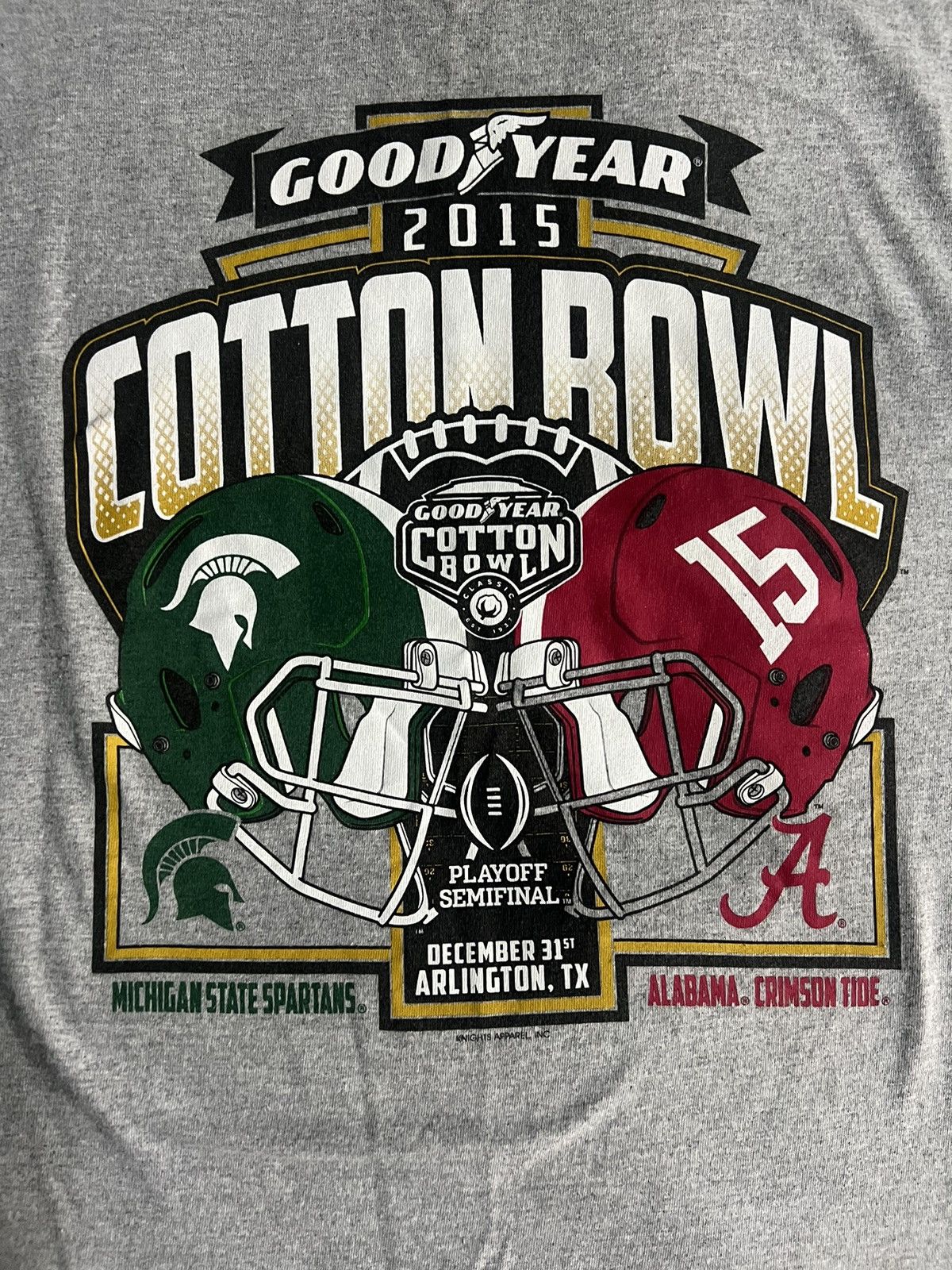 Hanes 2015 College Football Cotton Bowl MSU vs Alabama T Shirt Size US XL / EU 56 / 4 - 2 Thumbnail
