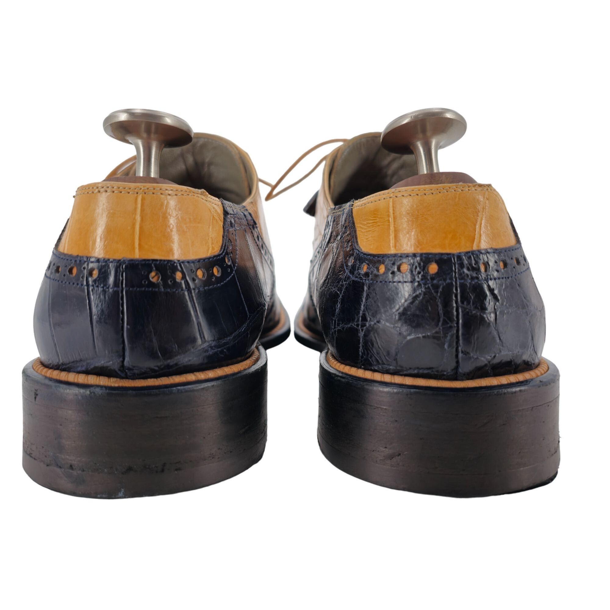 Mauri Mauri Vintage Alligator Exotic Mens 12M Honey Tan Navy Blue Size US 12 / EU 45 - 3 Thumbnail