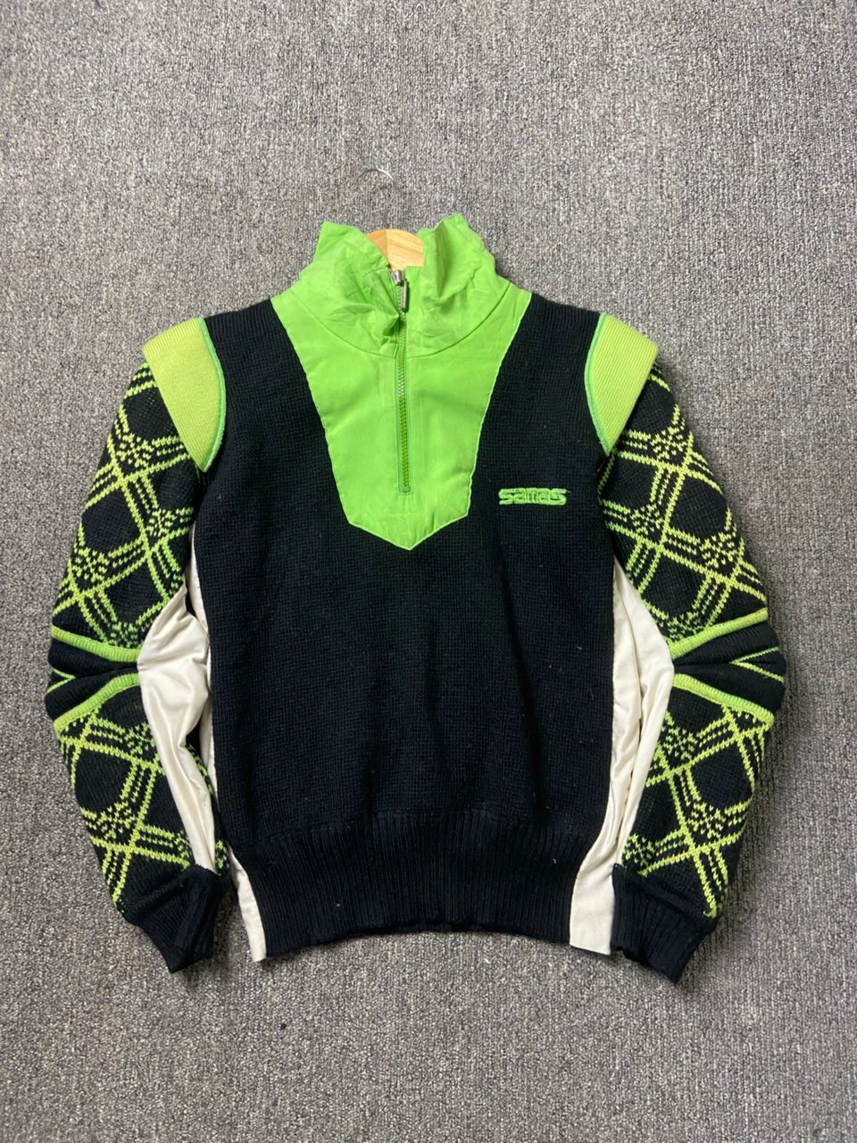Japanese Brand SAMAS Half Zip Knit Padded Ski Sweater Jacket (196) Size US XXS / EU 40 - 1 Thumbnail
