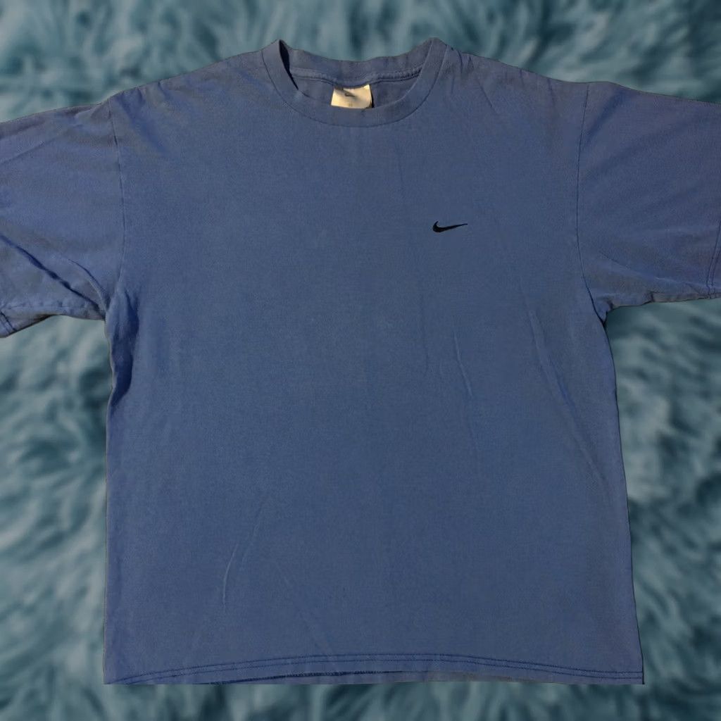 Nike VINTAGE Nike Faded Swoosh Shirt M Blue 80s 90s Grunge Hip Hop Rap Track & Field USA Swoosh Mens Shirt Size US M / EU 48-50 / 2 - 1 Thumbnail