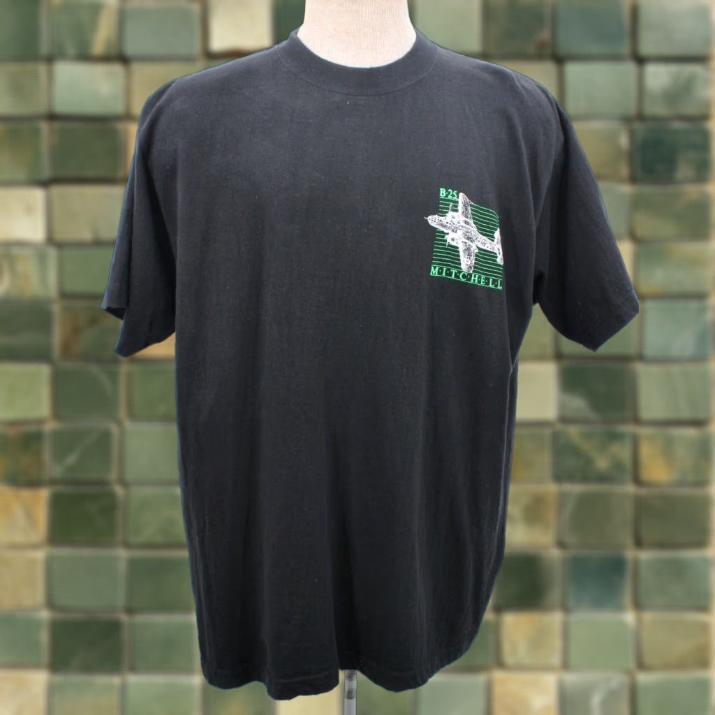 Vintage Liberty Men's VTG 80s B-25 Mitchell Bomber TShirt L Black Cotton Graphic Tee 1980s Airplane Mens Size US L / EU 52-54 / 3 - 1 Thumbnail