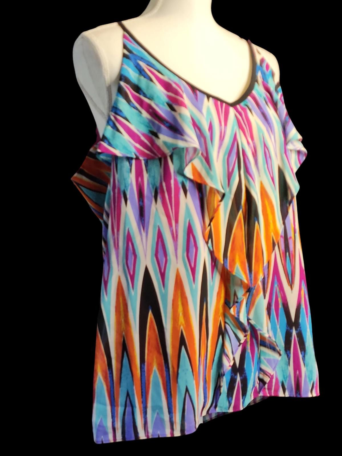 Other Nicole Miller Colorful Geometric Pattern Women's Tank Top Size L / US 10 / IT 46 - 4 Thumbnail